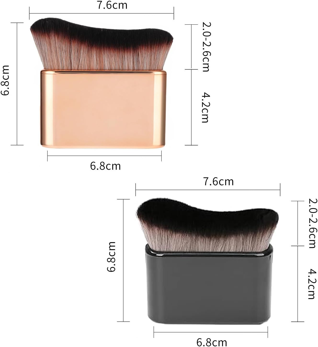 2 Body Brushes,Powder Brushes,Large Makeup Brushes Suitable for Fake Tan,Foundation,Blush,Bronzer,Sunscreen,And Tanning Applicators,Suitable for Face and Body（Black,Rose Gold) image number 2