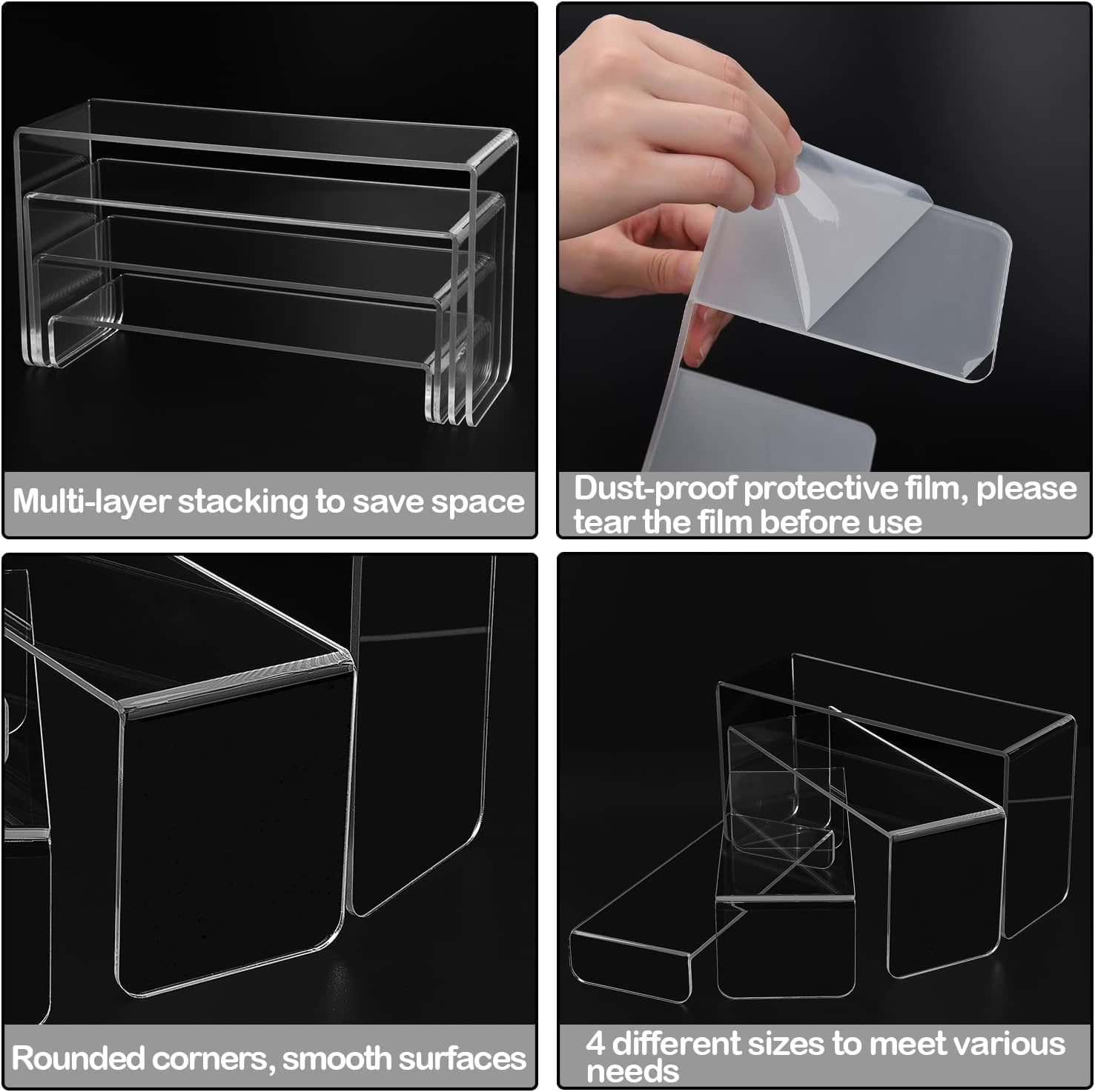 8 PCS Acrylic Risers, Clear Acrylic Riser Display Stands, Suitable for Jewelry, Candles, Toys, Perfume, Collection, Decoration, Cupcakes image number 2