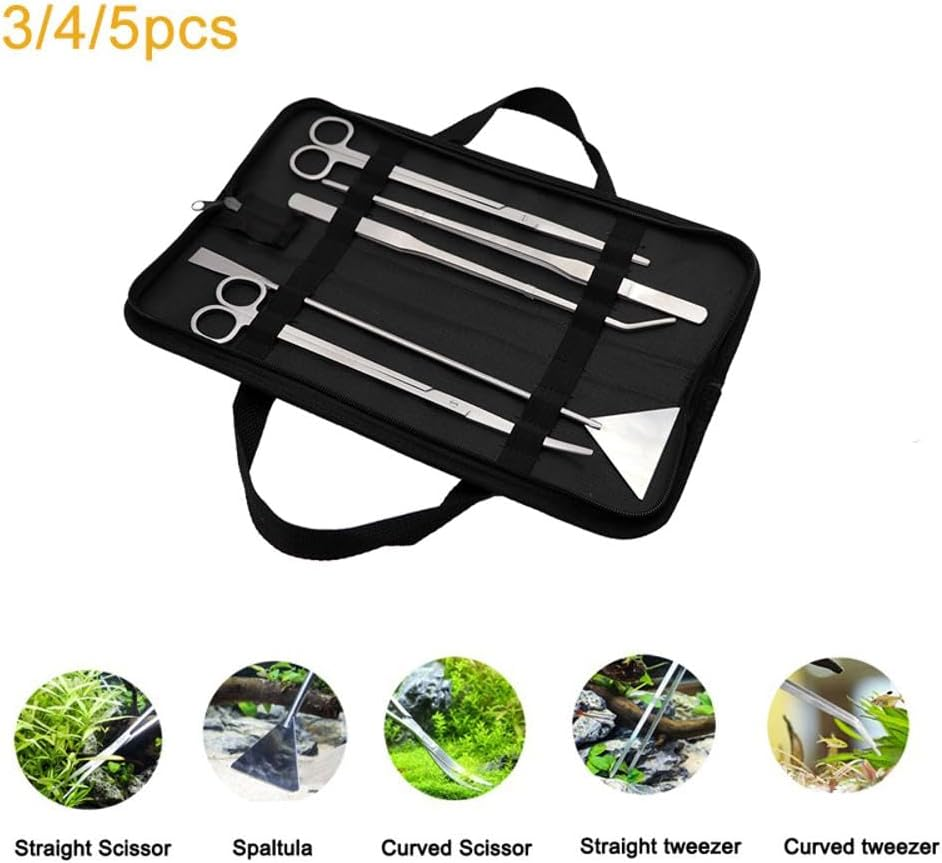 4 in 1 Aquarium Tool Set, Stainless Steel Fish Tank Scissor Tweezers Spatula Aquascaping Kit for Aquariums Tank and Aquatic Plants (Black) image number 6
