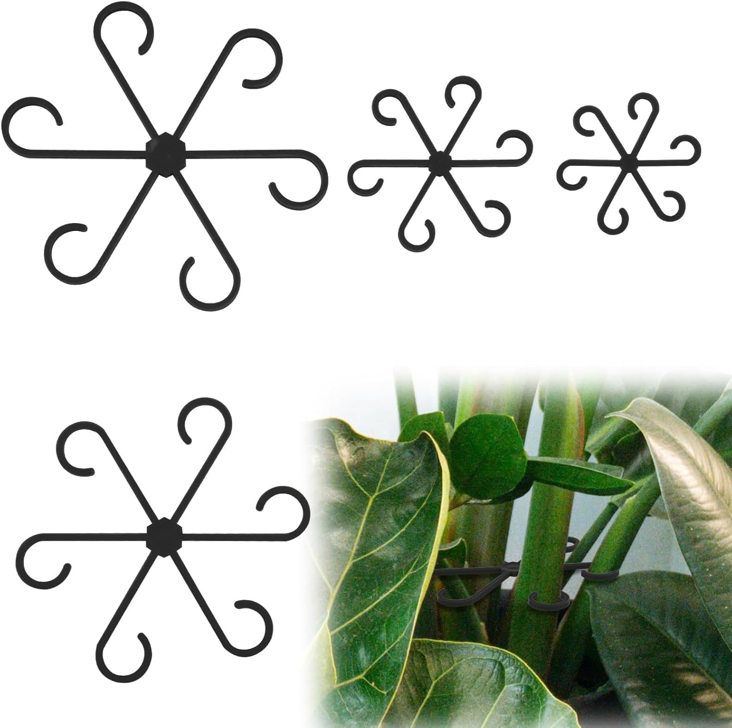 4Pcs Plant Stem Support, Climbing Houseplant Stem Supports Plant Climbers Stem Holders Plants Climbing Rack Plant Growth Accessories for Climbing Plants (Black) image number 3
