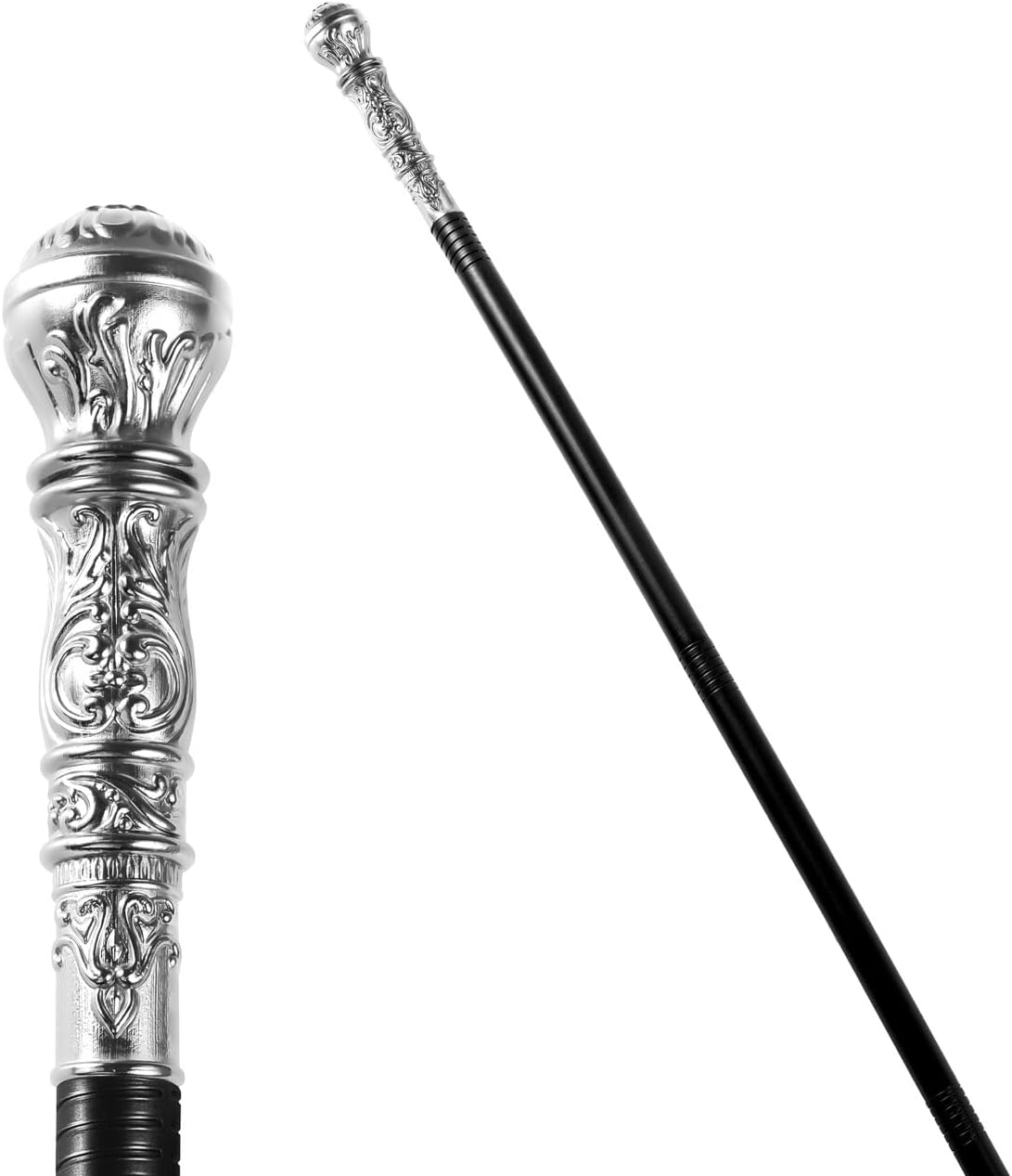 Spooktacular Creations Halloween Silver Walking Cane, Costume Walking Stick, Vintage Cane Prop Accessory for Halloween Party Pretend Play Costume, Halloween Dress Up image number 6