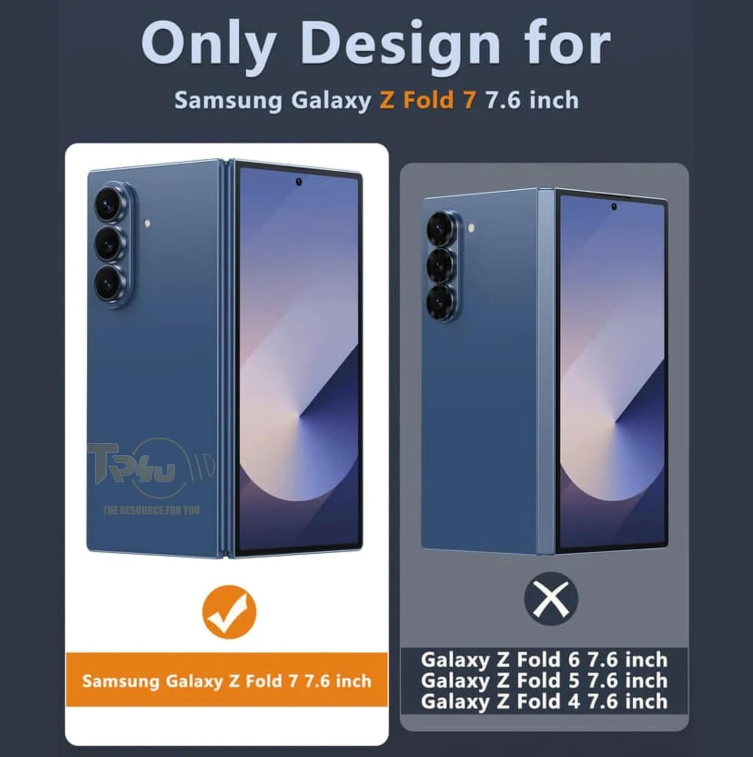 TR4U the Resource for You Matte Case Frosted Black Compatible with Samsung Galaxy Z Fold 7 [Shockproof] [Military Grade Protection] [Non-Slip Slim Fit] Protective Case for Z Fold 7 8.2-Inch (2025)