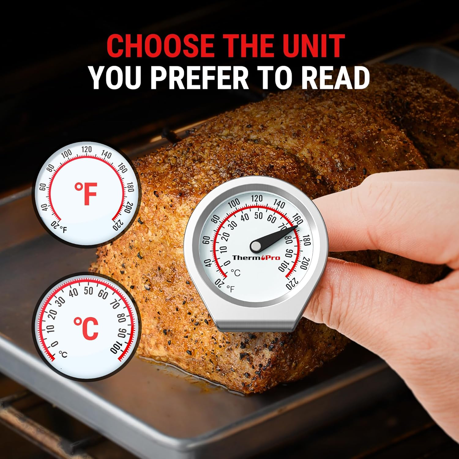 Thermopro Instand-Read Meat Thermometer with 5" (127Mm) Stainless Steel Probe, Dual Celsius/Fahrenheit Dial Display, Glass Lens & Protective Sheath for Meat, Coffee, Latte, and Kitchen Use image number 5