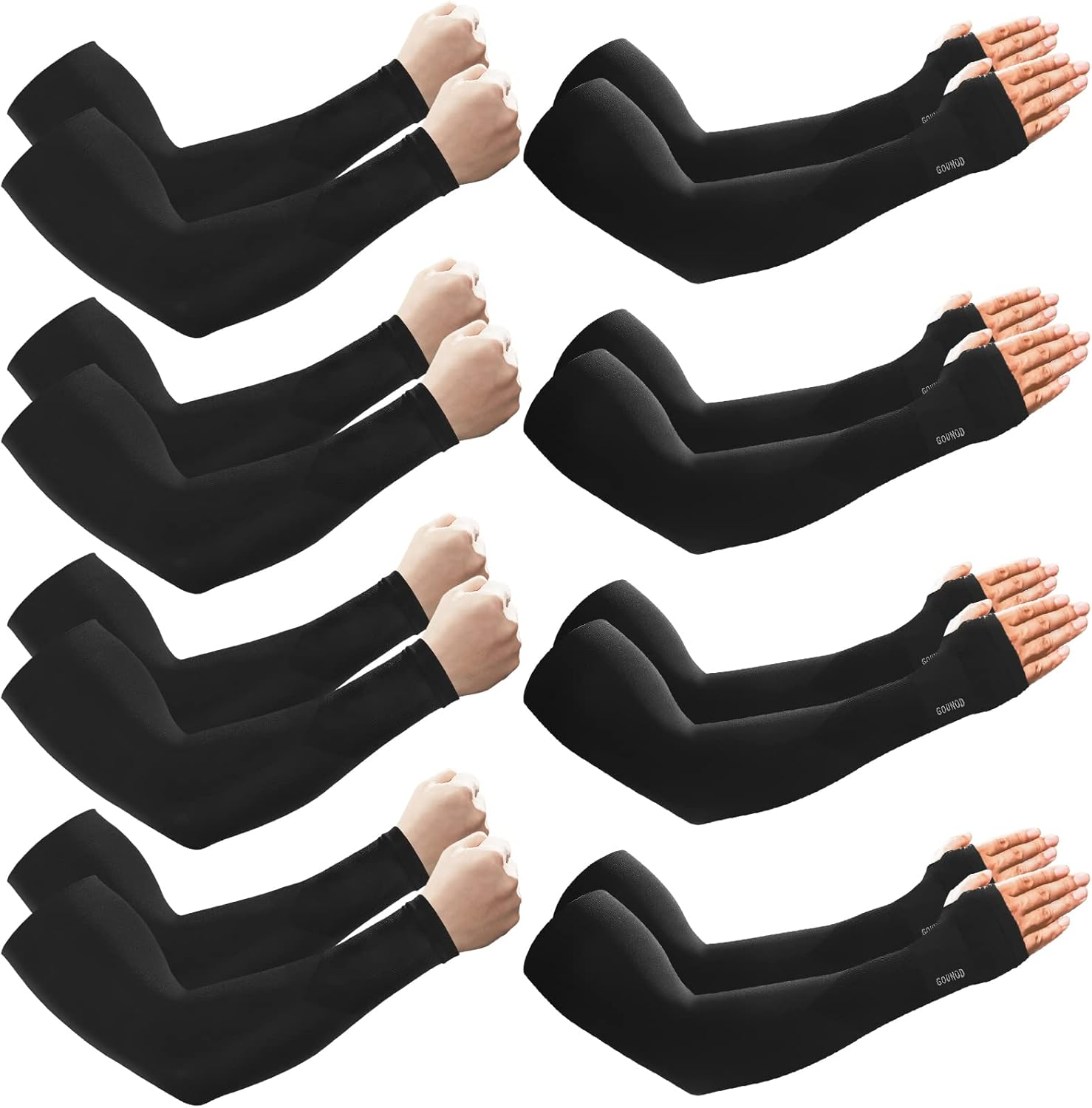 8 Pairs Arm Sleeves for Men and Women,Black Sleeve to Cover Full Arms,Uv Out＆Cooling,Tattoo Cover Up,Sun Protect Sleeves