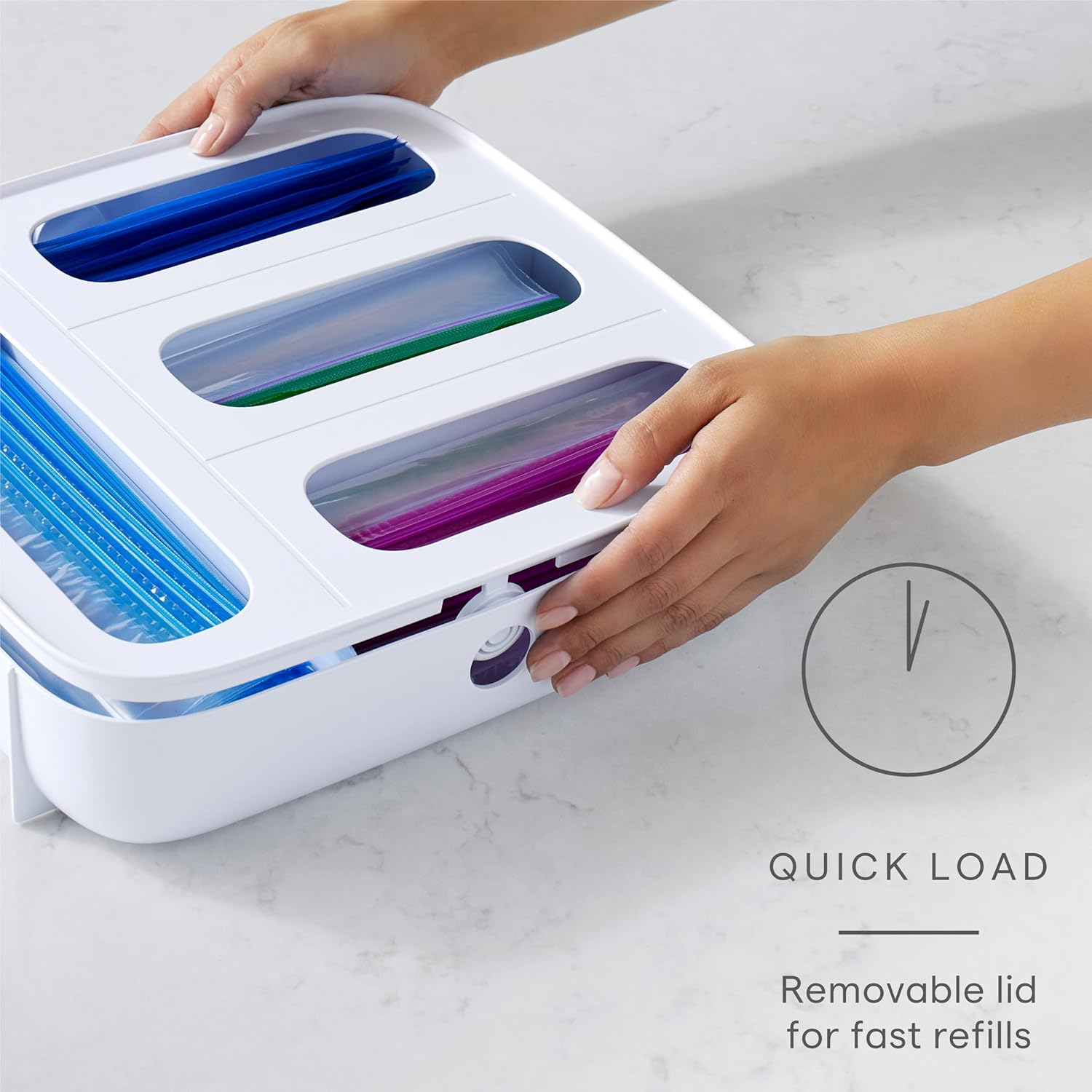 Youcopia Storabag Food Bag Dispenser, Family Size 4-Slot, Plastic Sandwich Bags Drawer Organizer for Kitchen Storage image number 5