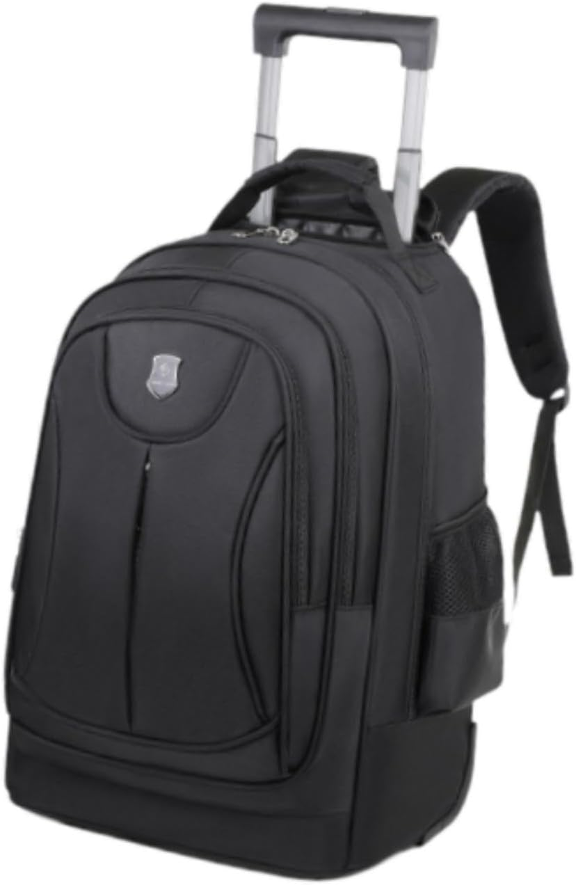 Baotyjie Rolling Backpack with Trolley Computer Bag Oxford Cloth Carry on Luggage Bag Trolley Backpack with Wheels for Camping Travel