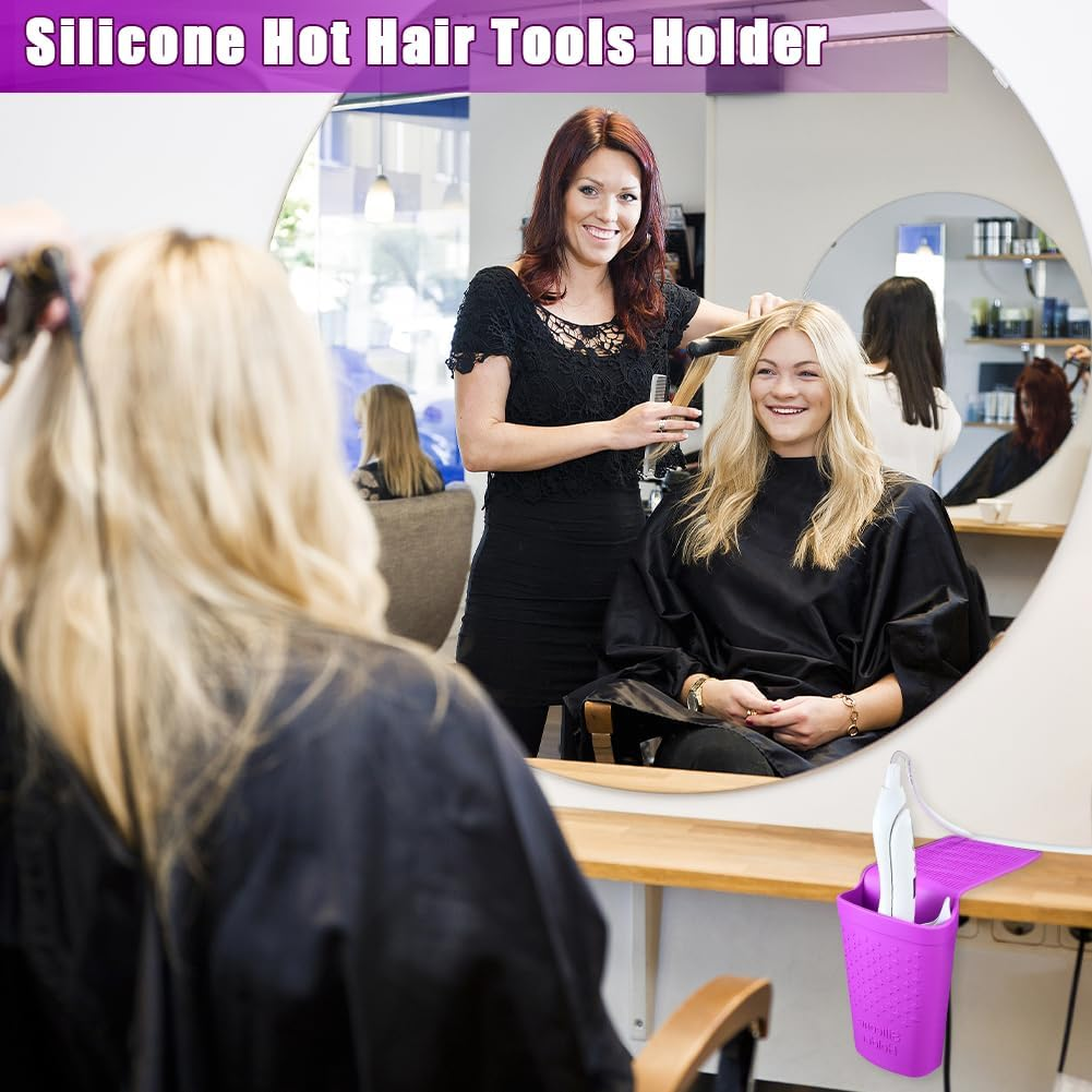 Zxbaers Hot Iron Holster, Silicone Hot Hair Tools Holder with Suction Cup, Hair Straightener Holder/Curling Iron Holder/Flat Iron Holder Hair Styling Tool Organizer image number 2