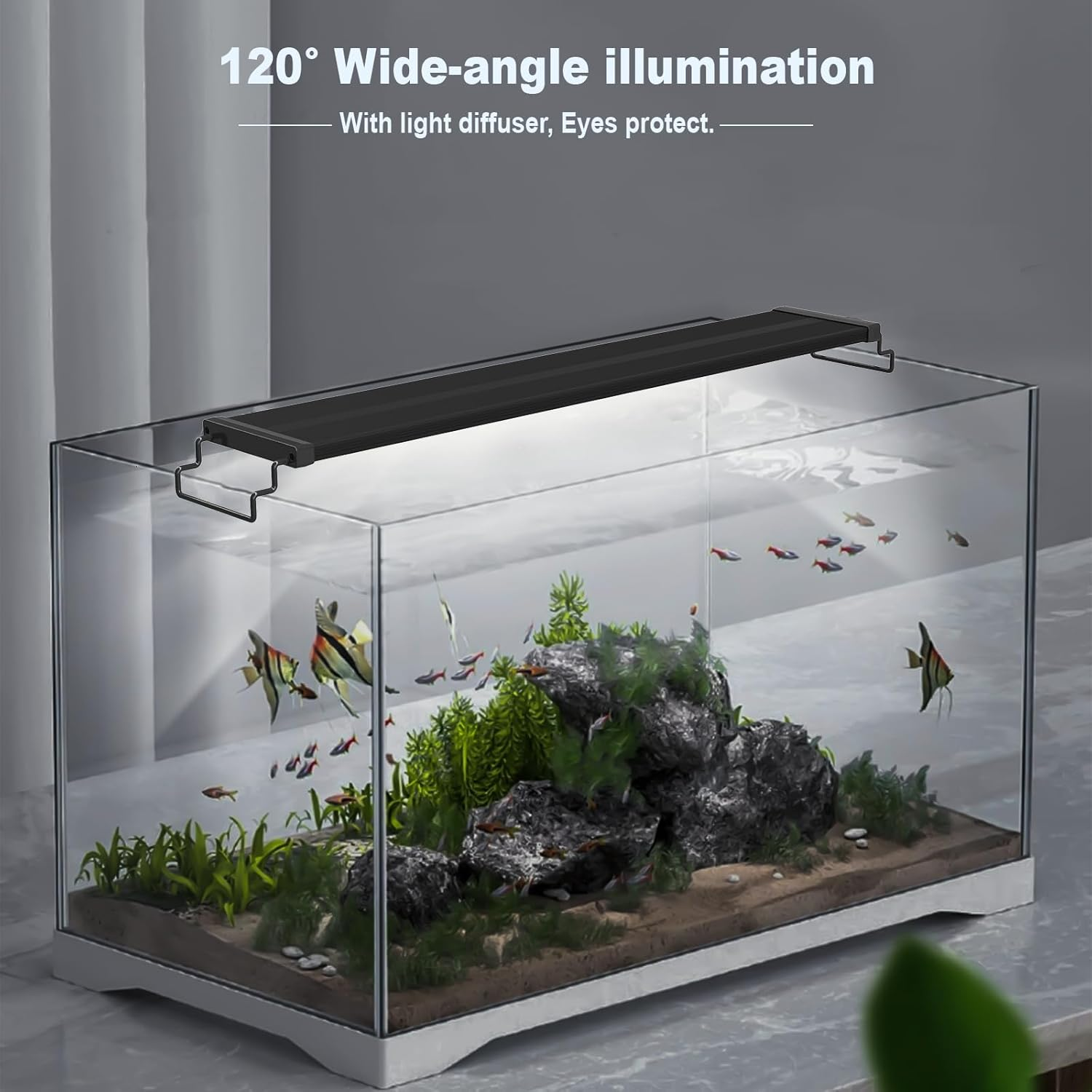 60Cm 35W 24/7 LED Aquarium Light,Fish Tank Light,Auto on off Daylight/Moonlight/Ocean Blue Light with Timer Controller Dimmable and DIY Mode,Extendable Brackets for 24"-31" Freshwater Planted Tank