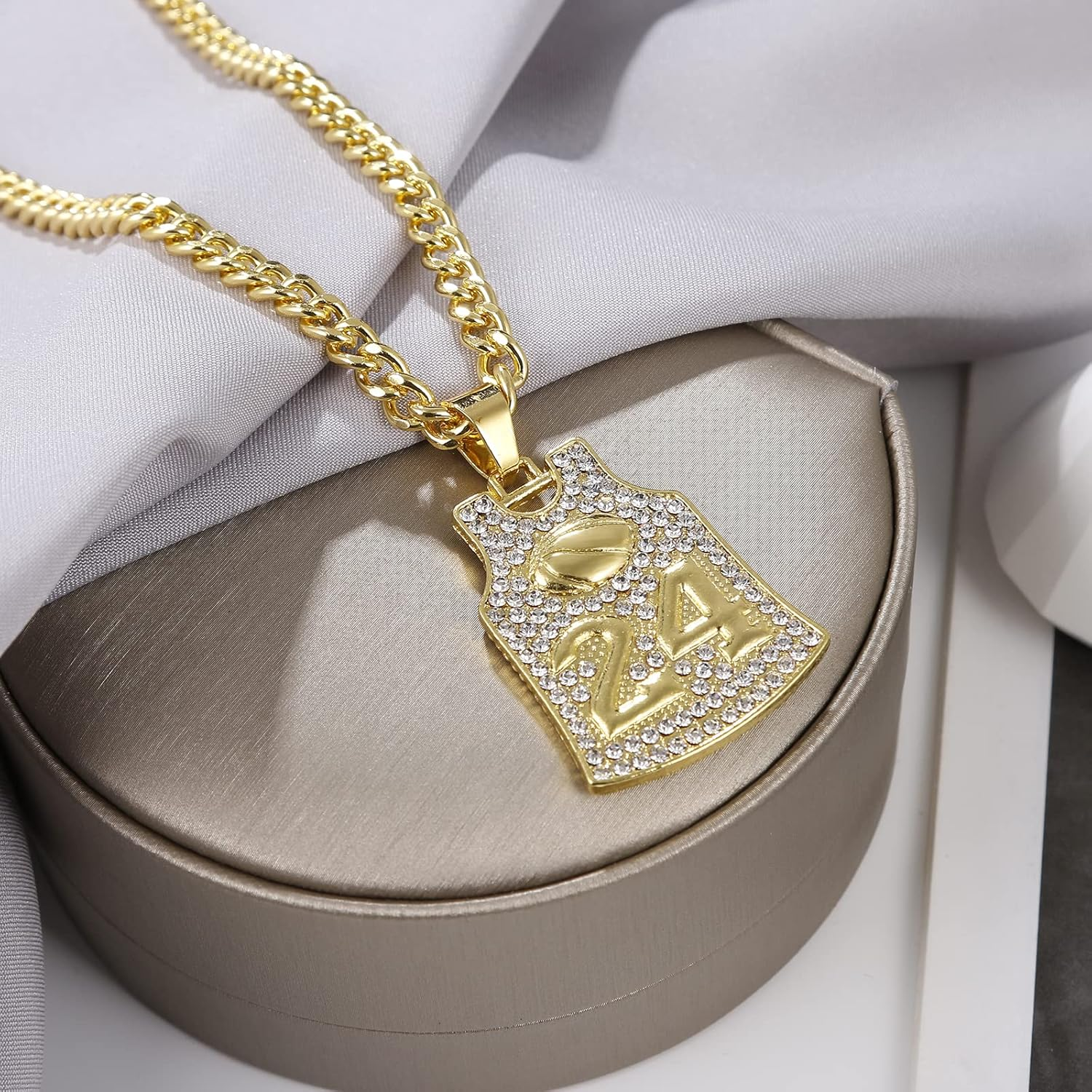 Winssigma Gold Basketball Jersey Necklace, Basketball Number Necklace for Basketball Fans Star Memorial Souvenir image number 1