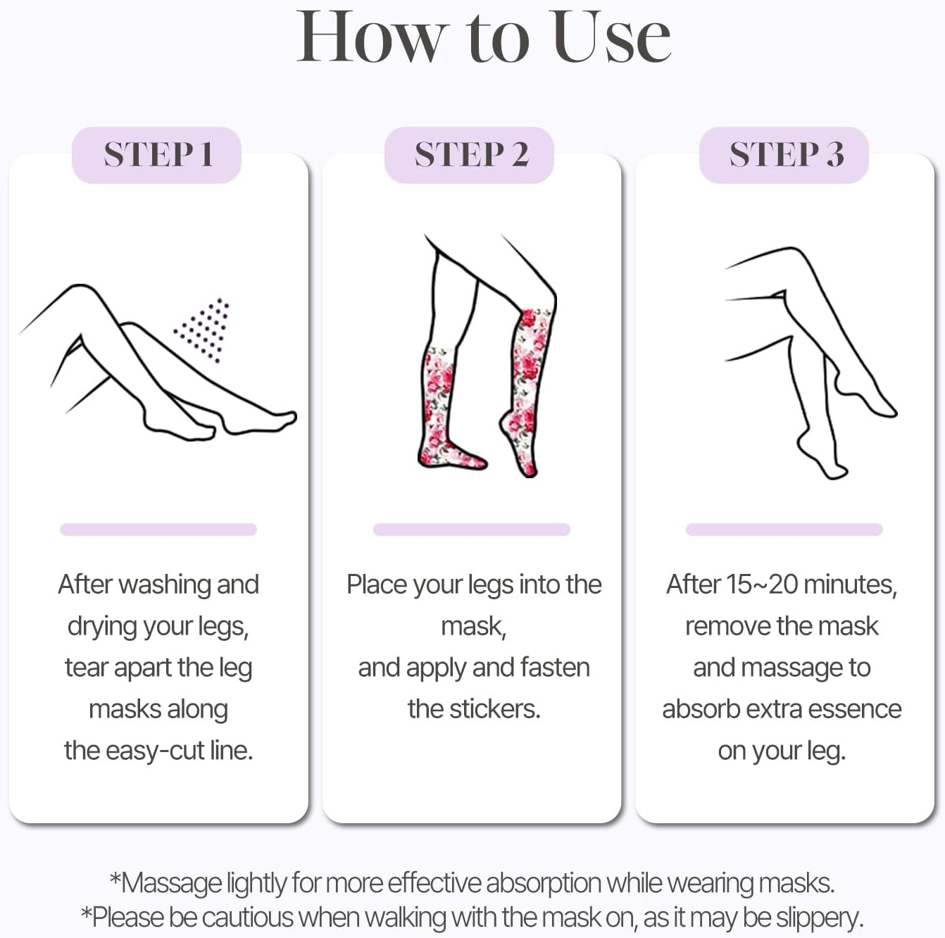 Rose Petal Satin Leg Mask 1 Pair, Foot & Leg Moisturizer, Cool down Feet & Relieve Leg Swelling, Leg Socks, Rose Scented Leg Relieving Mask with Arnica, Pumpkin, Coffee Seed Extract for Tired, Puffy Legs image number 5