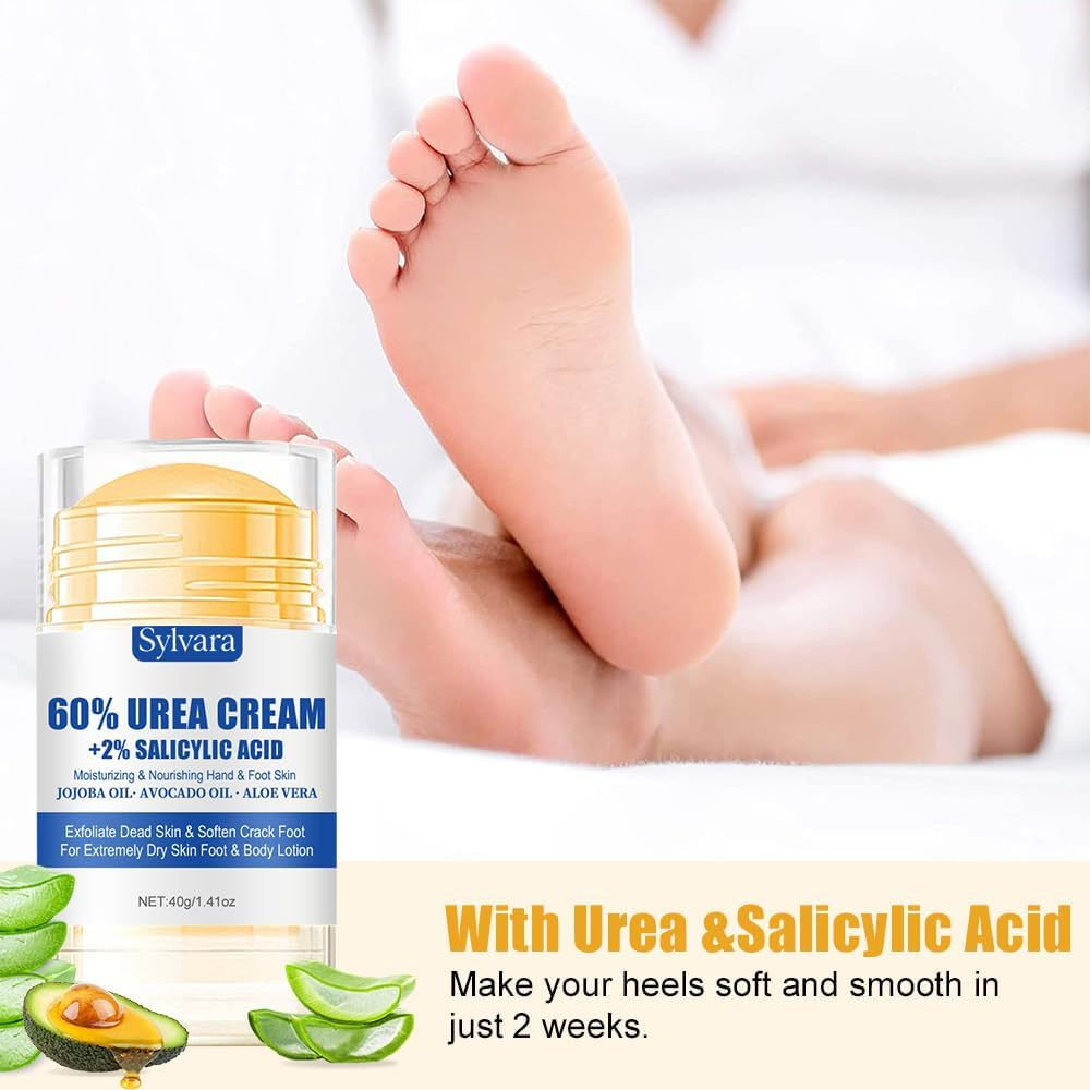Urea Cream 60 Percent for Feet with 2% Salicylic Acid - Heel Balm,Foot Cream for Dry Cracked Feet,Cracked Heel Repair,Exfoliate Foot Skin,40G (2) image number 3