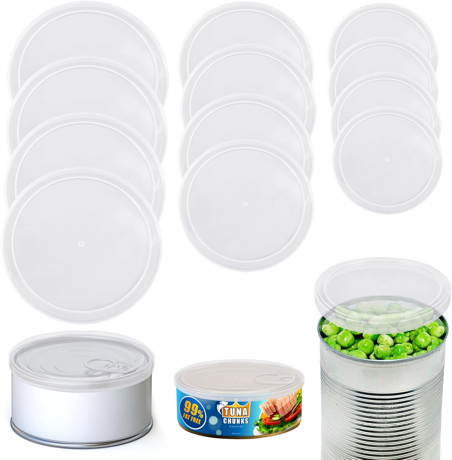 Pack of 12 Can Lids, Cat Food, Lids for Cat Food Cans in 3 Different Can Lids/Canning Lids 200 G, 400 G and 800 G, Can Lid Dog Food Transparent for Food Storage