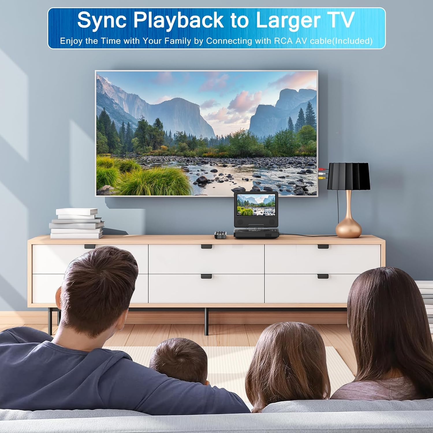 9.5" Portable DVD Player with 7.5" Swivel Display Screen, 5-Hour Built-In Rechargeable Battery, Car DVD Player,Supports SD Card/Usb/Cd/Dvd and Multiple Disc Formats, High Volume Speaker image number 3