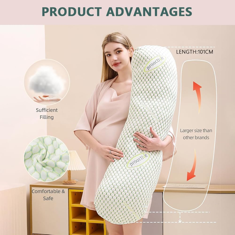 Ergonomic Pregnancy Pillow for Pregnant Women, Soft Full Body Maternity Pillow for Side Sleepers, Provides Back, Belly, Hip & Leg Support for Comfortable Sleep, Adjustable Washable Cover image number 1