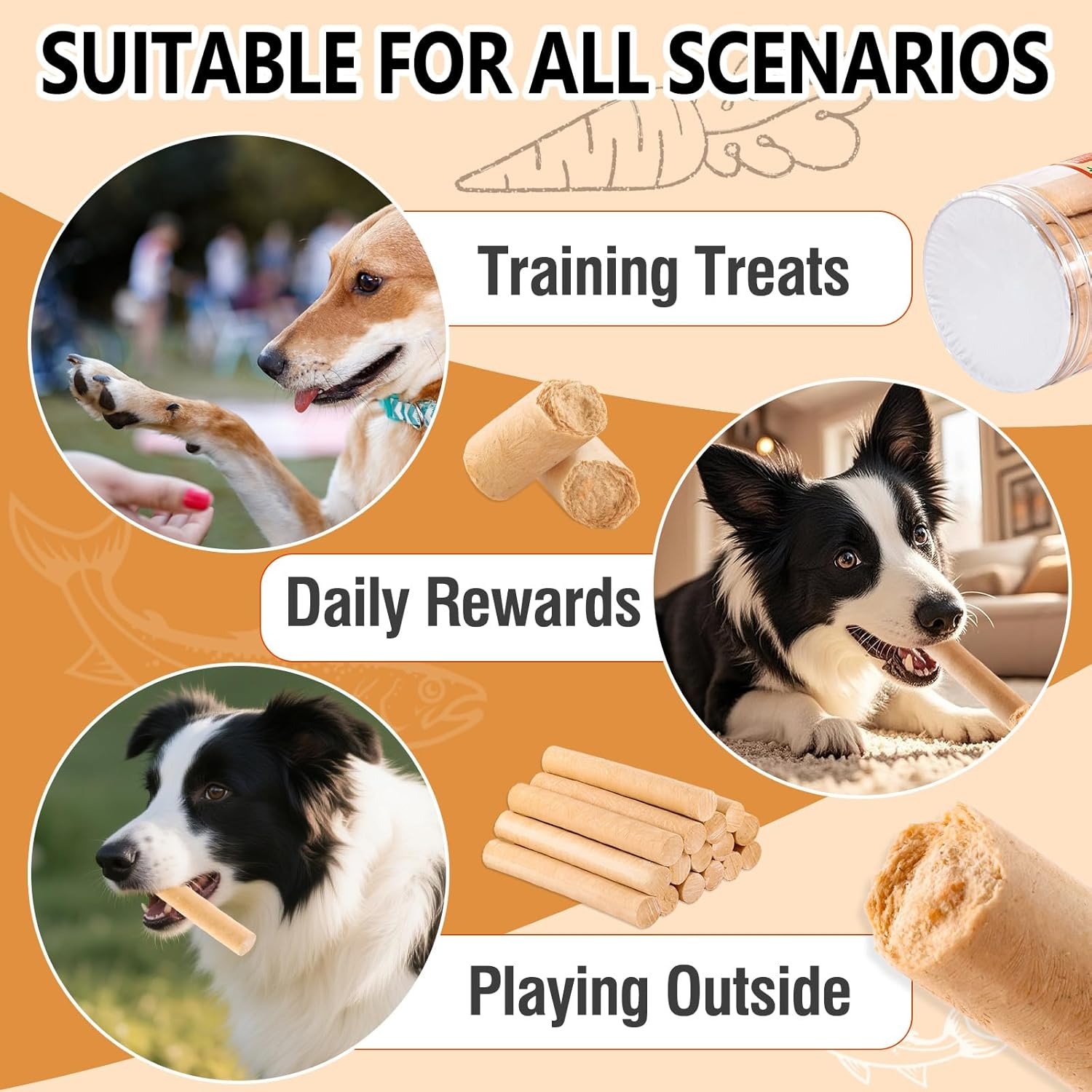 75G Dehydrated Salmon Sticks for Dog,Natural Salmon and Carrots,Easy to Digest and High Protein,For Daily Dog Training and Dental Healthy image number 3