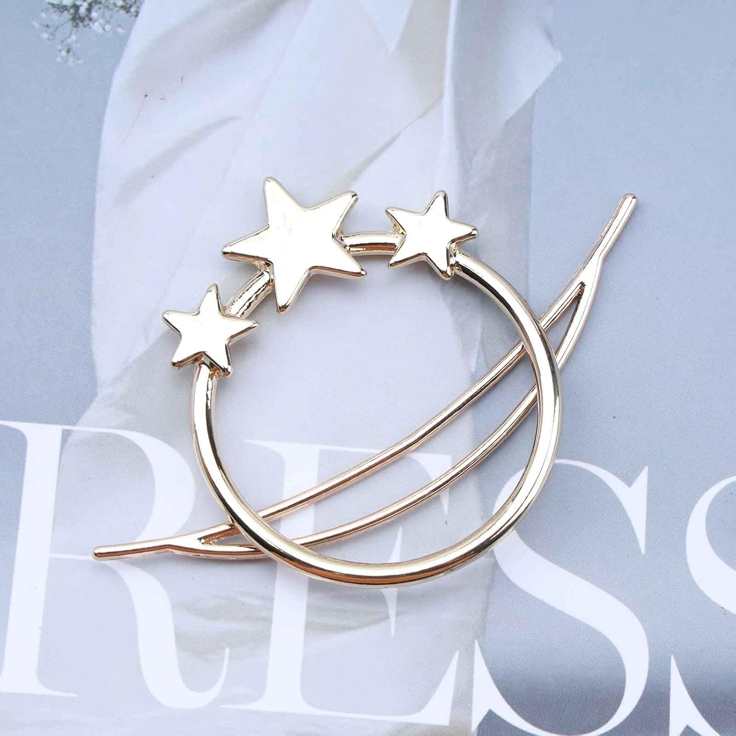 Yheakne Boho Circle Star Hair Clip Gold Hollow Circle Hair Clip Vintage round Hair Clips Pins Decorative Bobby Pin Minimalist Geometry Hair Accessories for Women and Girls (Gold) image number 4