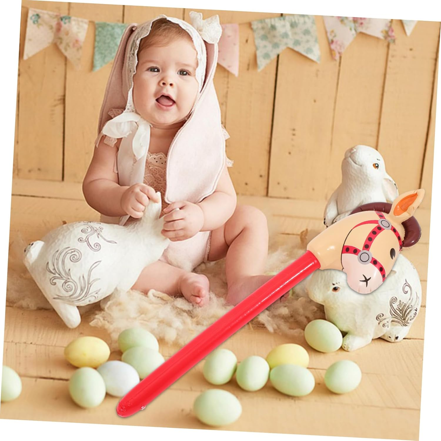 3Pcs Animal Long Stick Blow up Horse Stick Horse Stick Toy Hobby Horse Inflatable Stick Toy Wheel Inflatable Stick Horse Animal Inflates Base Inflatable Animals Stick Horse Toy PVC image number 3