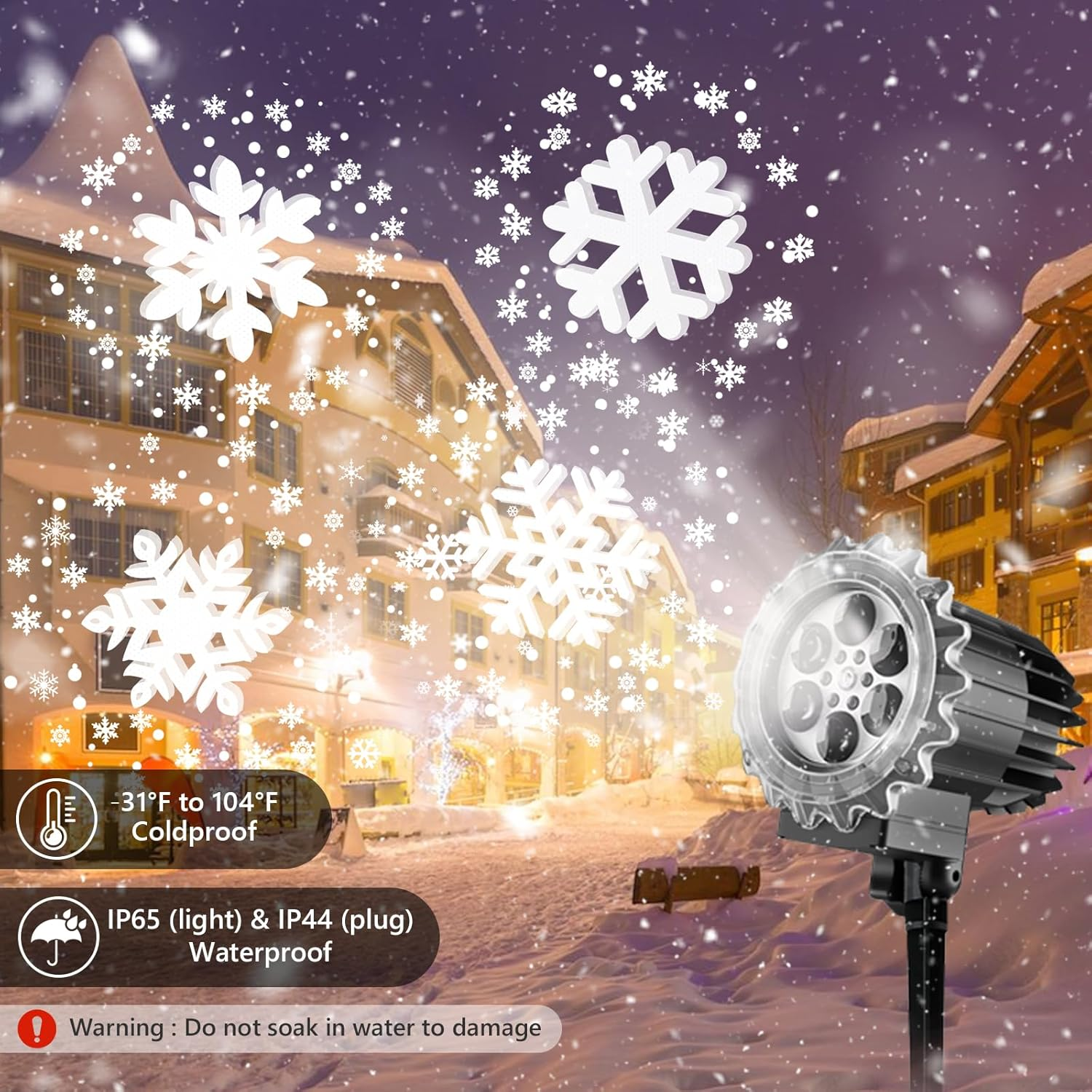 LED Christmas Floodlight, Snowflakes, Outdoor Light, IP65 Waterproof, Great for Christmas, New Year, Party image number 1