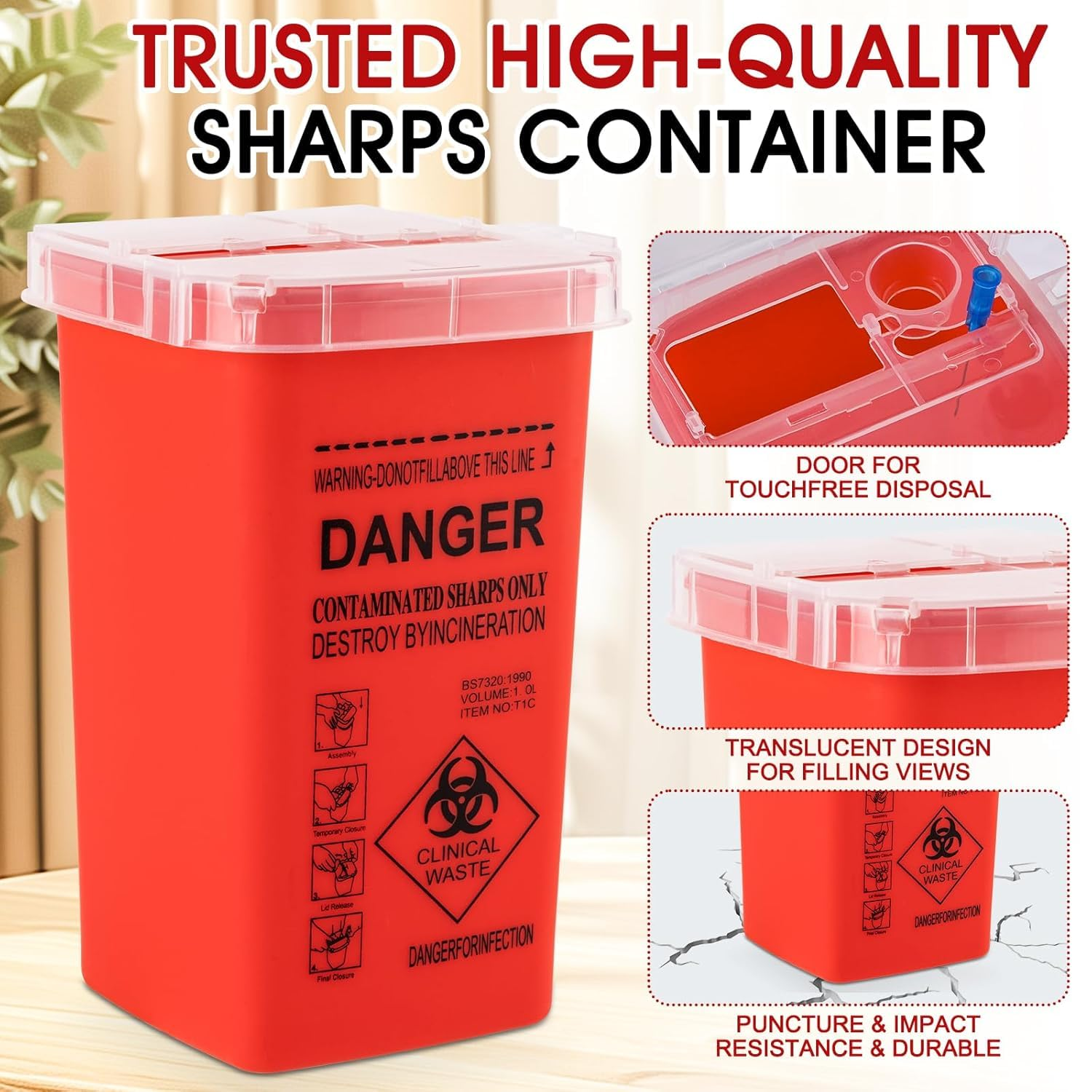 Portable Sharps Container, Designed for Safe and Convenient Handling of Insulin Needles, Pen Needles, and Other Medical Sharps during Travel or at Home and Office, 2 Packs image number 4