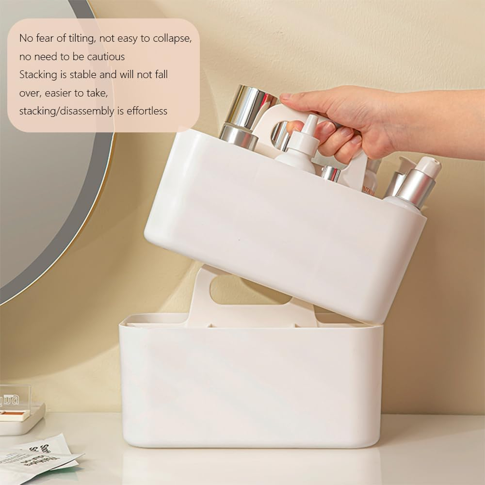 MUSONG Multifunctional Desk Organizer with Handle &ndash; Durable Plastic Storage Caddy with Multiple Compartments for Pens, Stationery, Makeup, Remotes & Office Accessories image number 6