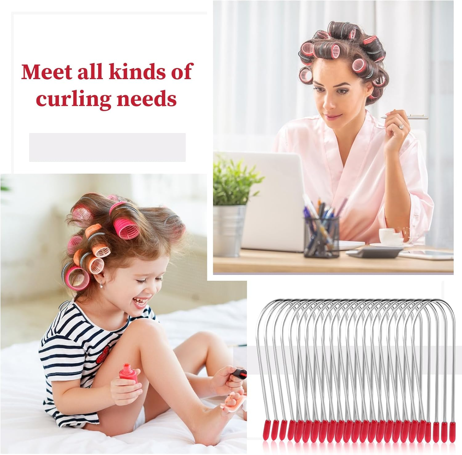 20 Pieces Hair Roller Clips, Replacement Securing Pins Kit for Long Hair, Portable Travel 1.25 Inches Rollers image number 2