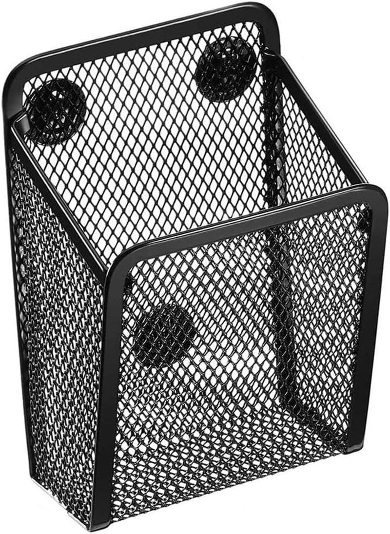 Baosity Magnetic Pencil Holder Multifunctional Mesh Basket Mesh Desk Organizer Caddy Pen Storage Basket for Refrigerator School Supplies Ruler Blackboard - Square image number 5
