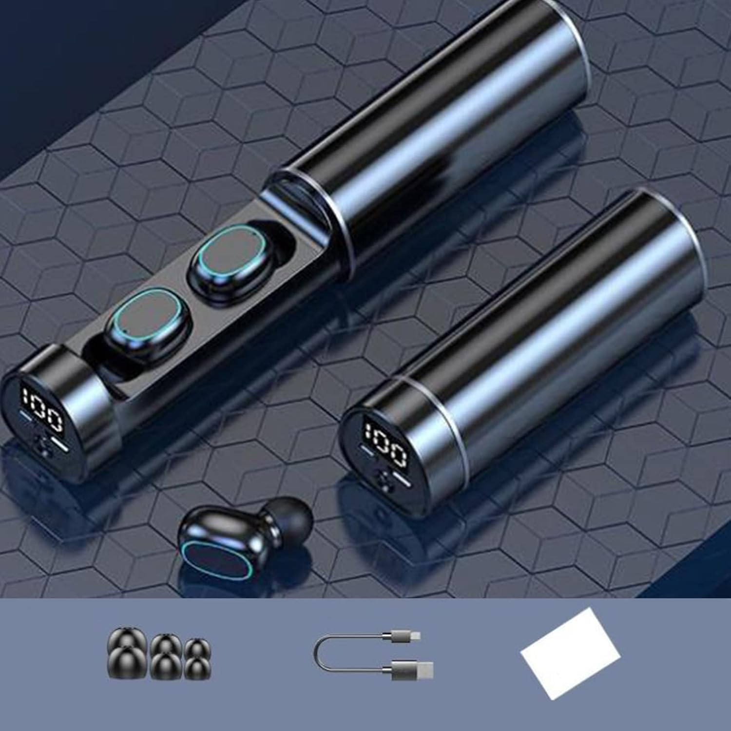 Annadue Wireless Earbuds, Bluetooth Headphones in Ear, Stereo Noise Cancellation, Waterproof Wireless Earbuds with Charging Box, LED Display, Touch Control, Torch image number 4