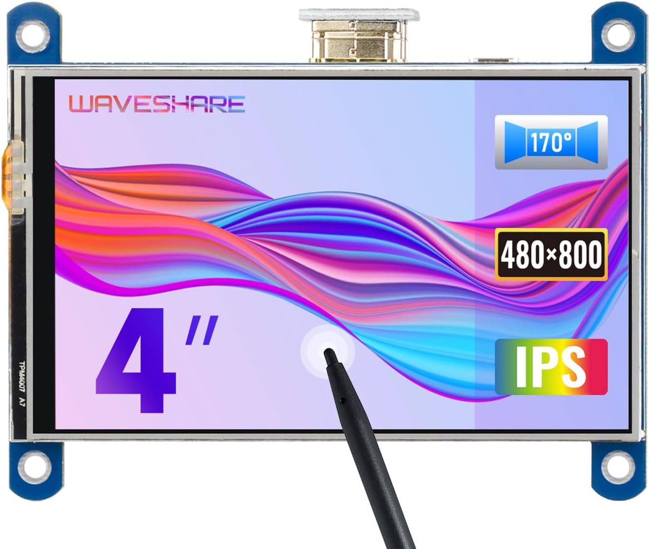 Waveshare 4 Inch HDMI LCD Display 800X480 Resistive Touch IPS Screen Supports Raspberry Pi