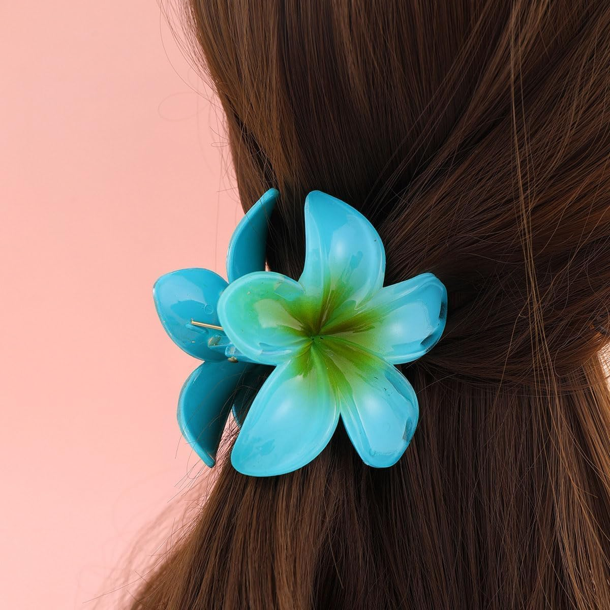 12Pcs Hawaiian Plumeria Flower Claw Hair Clip, Betterjonny Large Claw Clips for Thick and Thin Hair,Beach Tropical Hair Claw Clips for Women Teen Girls image number 4