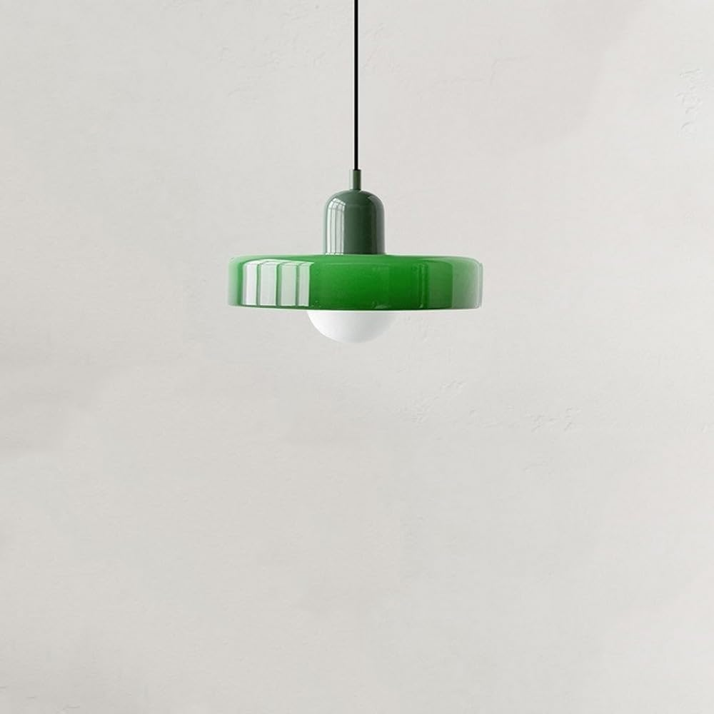 YPDTSNGV Simple Creative Chandelier,Green Glass Pendant Light, Mid Century Modern Hanging Light,Vintage Farmhouse Coastal Hanging Ceiling Lamp,For Kitchen Island Study Room Living Room Bar(Tawny+Green