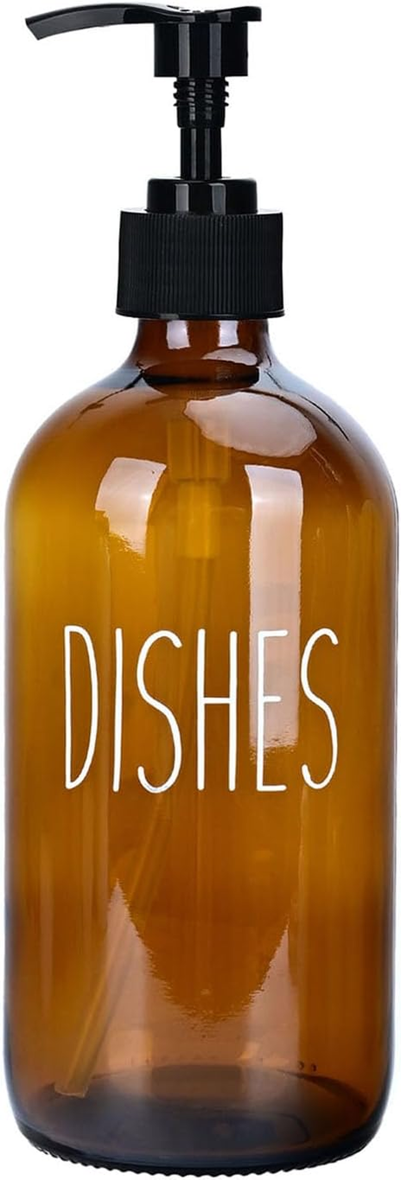 Glass Hand Soap Dispenser 500Ml Large Pump Bottle Refillable Liquid Dispenser for Bathroom Kitchen Cute Modern Farmhouse Style Home Decor (Clear Hands)