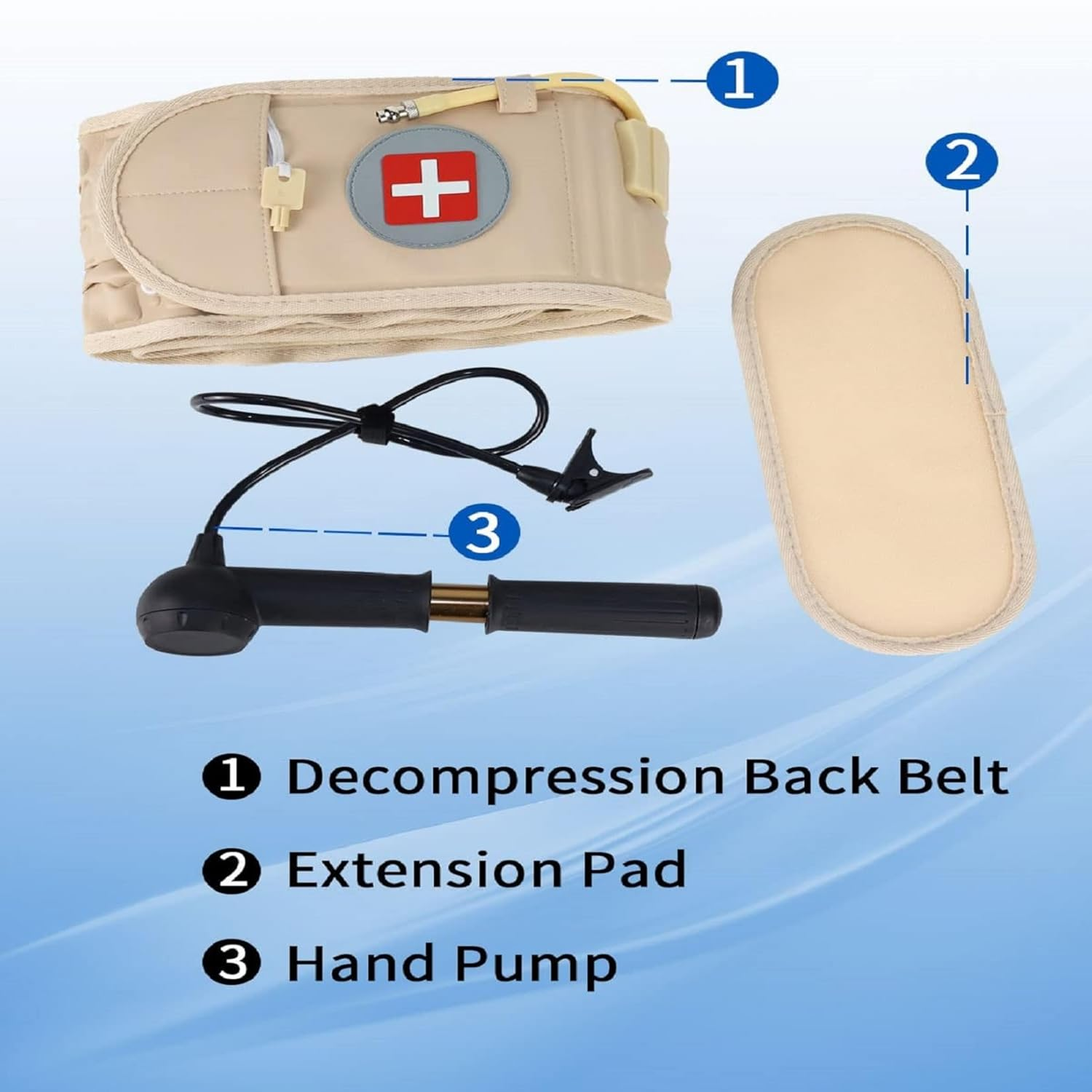Decompression Back Belt Lumbar Spine Support for Lower Back Pain Relief - Inflatable Back Brace with Hand Pump, One Size Fits 29-49 Waist image number 1