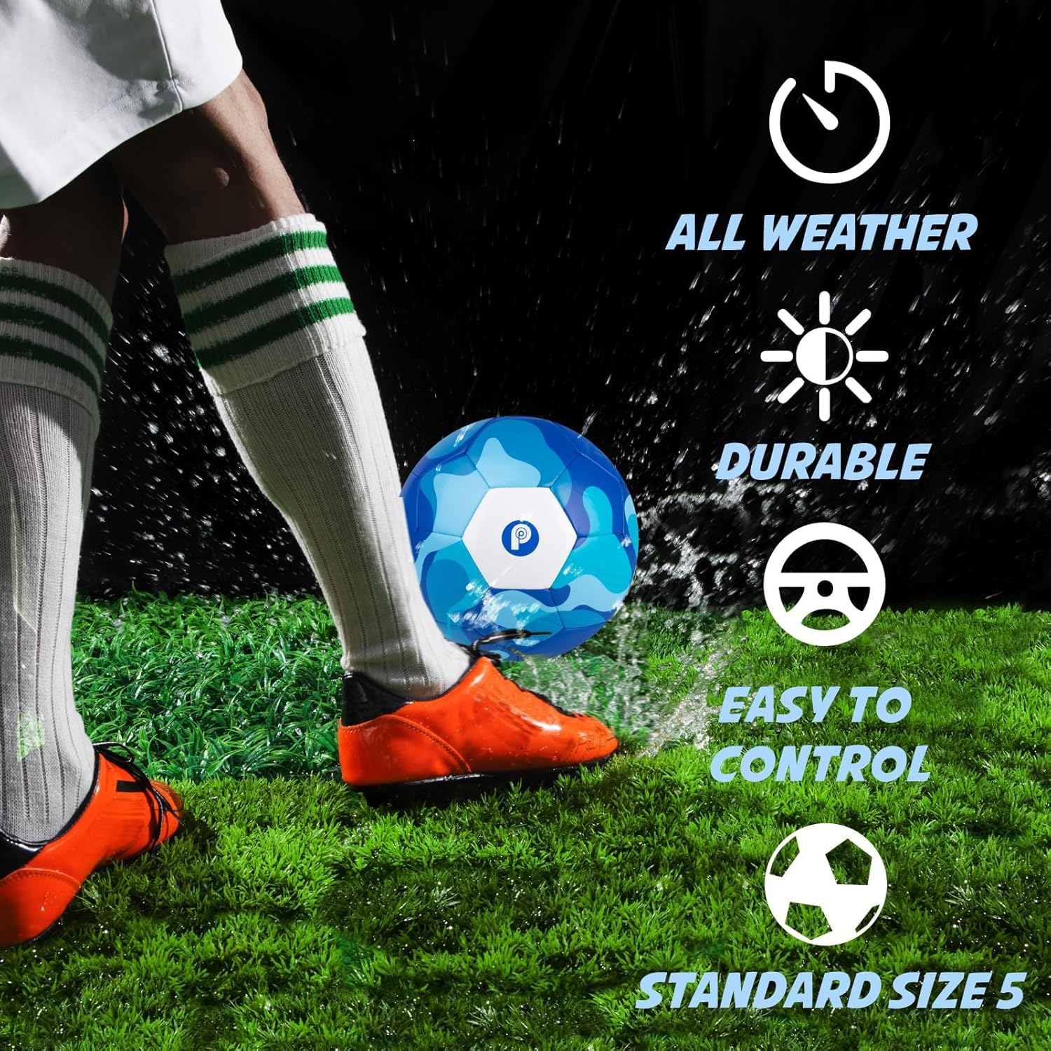 Size 5 Soccer Ball, Tri-Color Soccer Ball for Youth and Adult, Girls Boys Soccer Balls for Indoor Outdoor Sports Match Training Practice image number 5