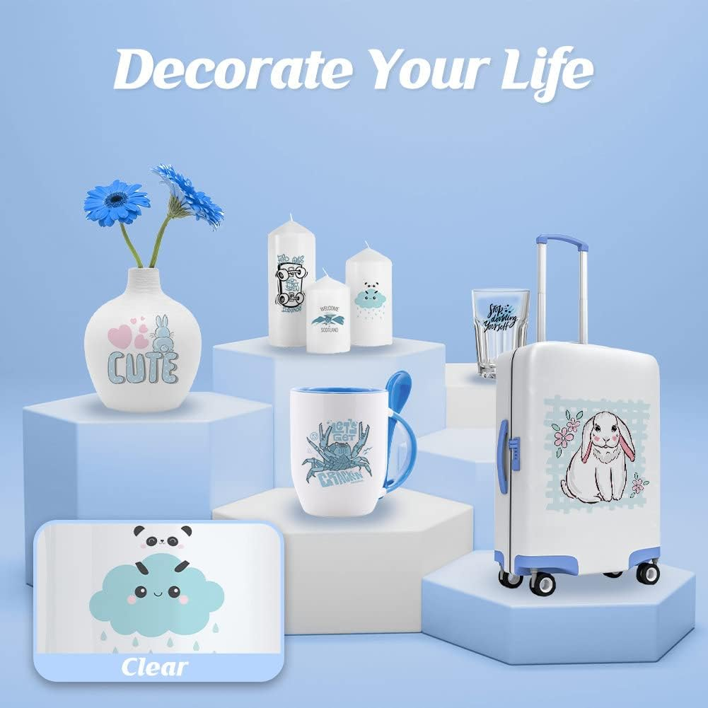 Transourdream 3D Waterslide Decal Paper for Inkjet & Laserjet Printers (A4,10 Sets) Clear Transparent Printable Water Transfer Paper for DIY Tumblers, Mugs, Ceramics, Glass（Tod-Au-3Dws-C10） image number 3