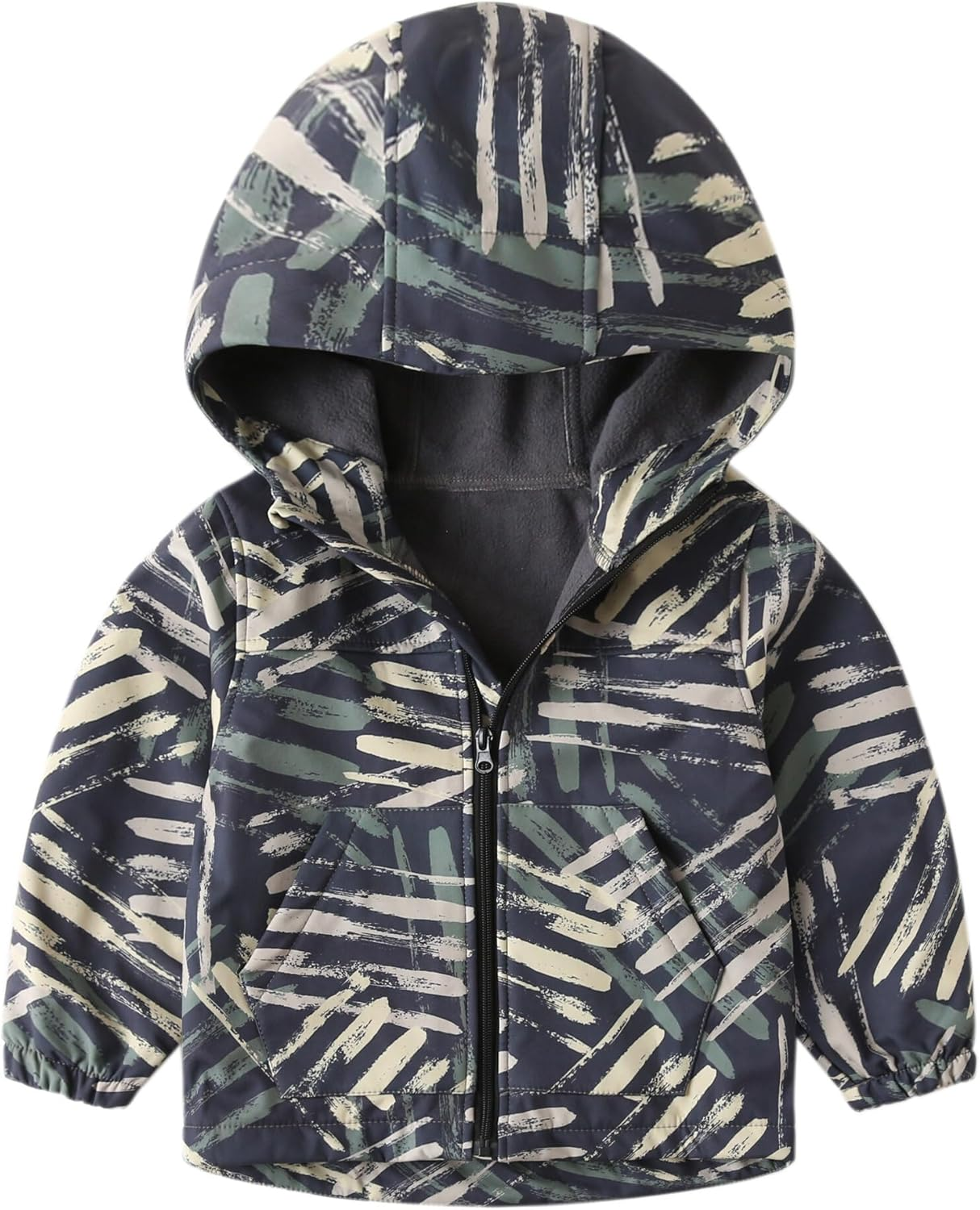 FEOYA - Toddler Kid Boys Girls Windproof Hooded Jacket with Pants Fleece Lined Waterproof Jacket Coat Trousers Child Winter Outfit Rain Suit Cute Printed Outwear 1-6 Years image number 1