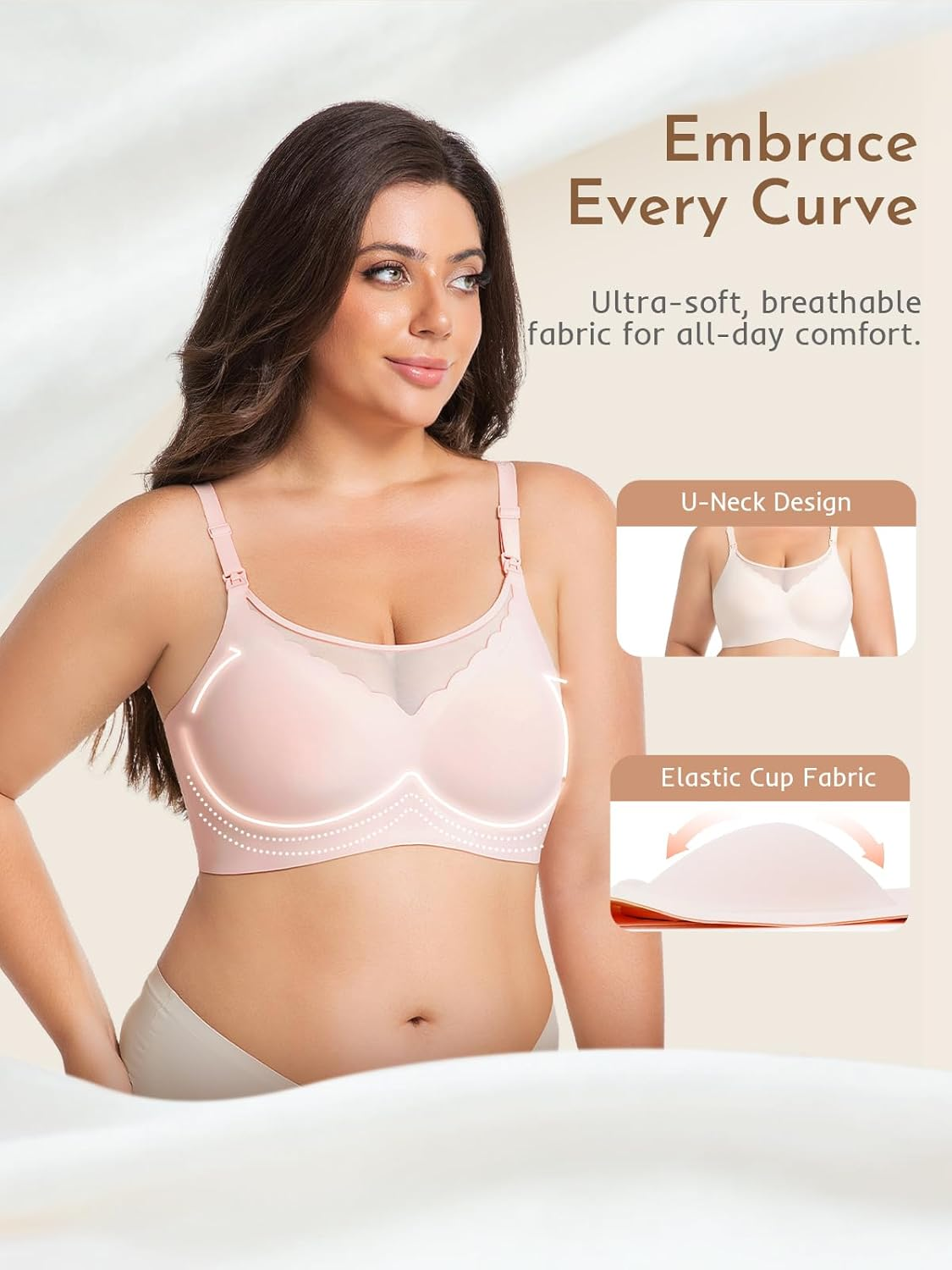 Nursing Bras for Breastfeeding, Seamless Ultra Comfort Breathable Maternity Bras, Natural Shape Pregnancy Bras image number 5