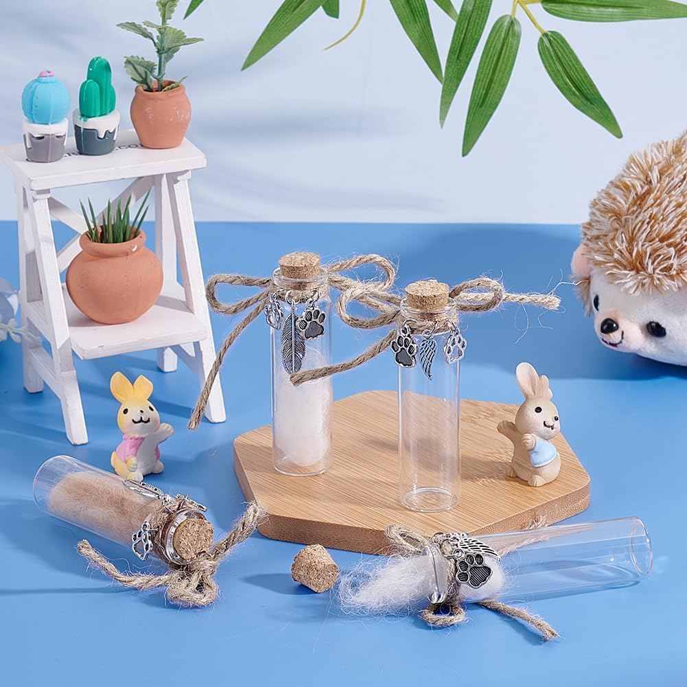 AHANDMAKER 4Pcs 2 Styles Pet Hair Memorial Glass Bottle Pet Fur Memorial Jar Glass Vial for Ashes Dog Keepsake Pets Loss Memory Sympathy Gift Clear Dog Cat Fur Keepsake Pet Urn Glasses Bottles image number 4