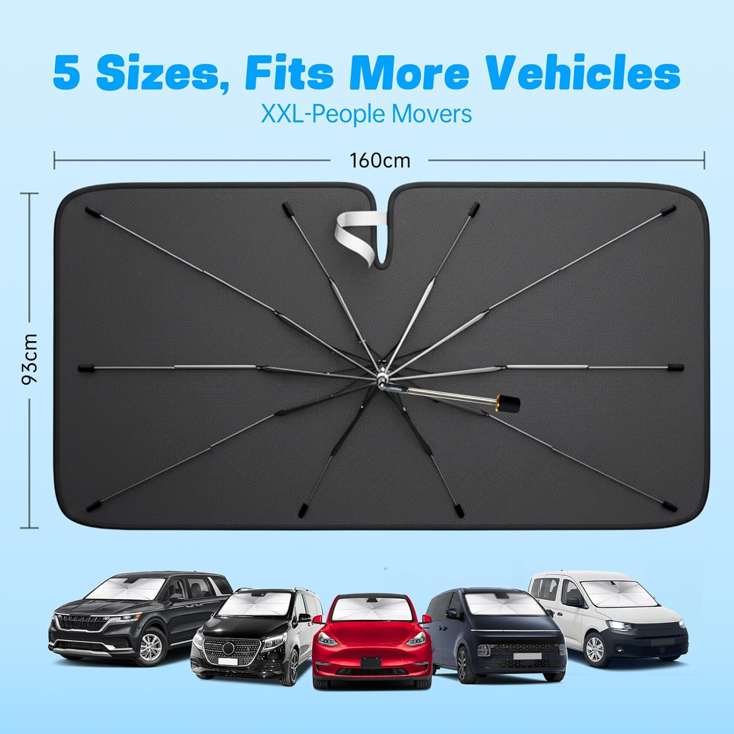 Car Windshield Sun Shade Umbrella &ndash; Foldable Car Sunshade Windshield Cover, Easy Storage Design, UV Protection & Heat Insulation, Universal Sun Visor for Car Window（Xx-Large） image number 4