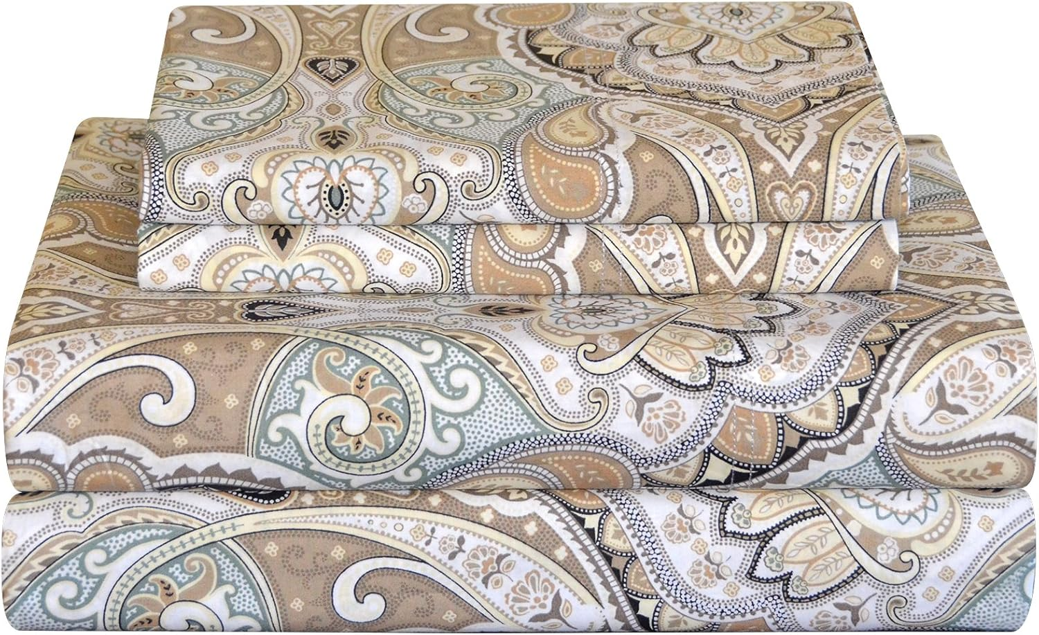 Pointehaven Bedding 3 Pieces Twin XL 100% Cotton Percale Sheets- Printed Bed Sheet & Pillowcase Sets- Soft Cotton Bed Sheets Set- Fits Mattress 18 Inches Deep Pocket (Twin XL, Cedar)