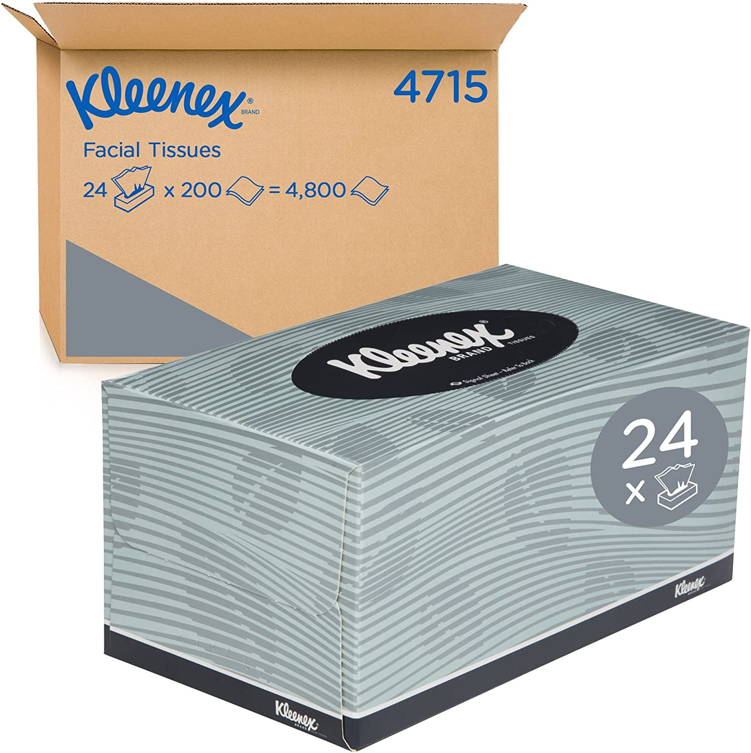 KLEENEX Facial Tissue Box (4720)- 2 Ply Flat Box Soft & High Absorbency Tissue - 48 Boxes/Case, 100 Tissues/Box (4,800 Tissues)