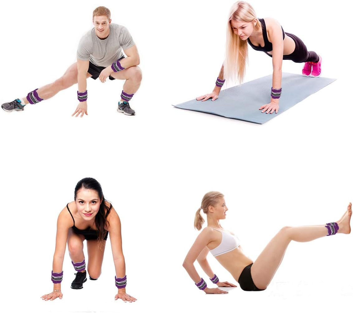 Ankle Weights Adjustable Leg Weights for Fitness Jogging Walking Exercise, Ankle Weights Women Men 0.5KG - 3KG, Black Grey Pink Blue Purple Wrist and Ankle Weights image number 5