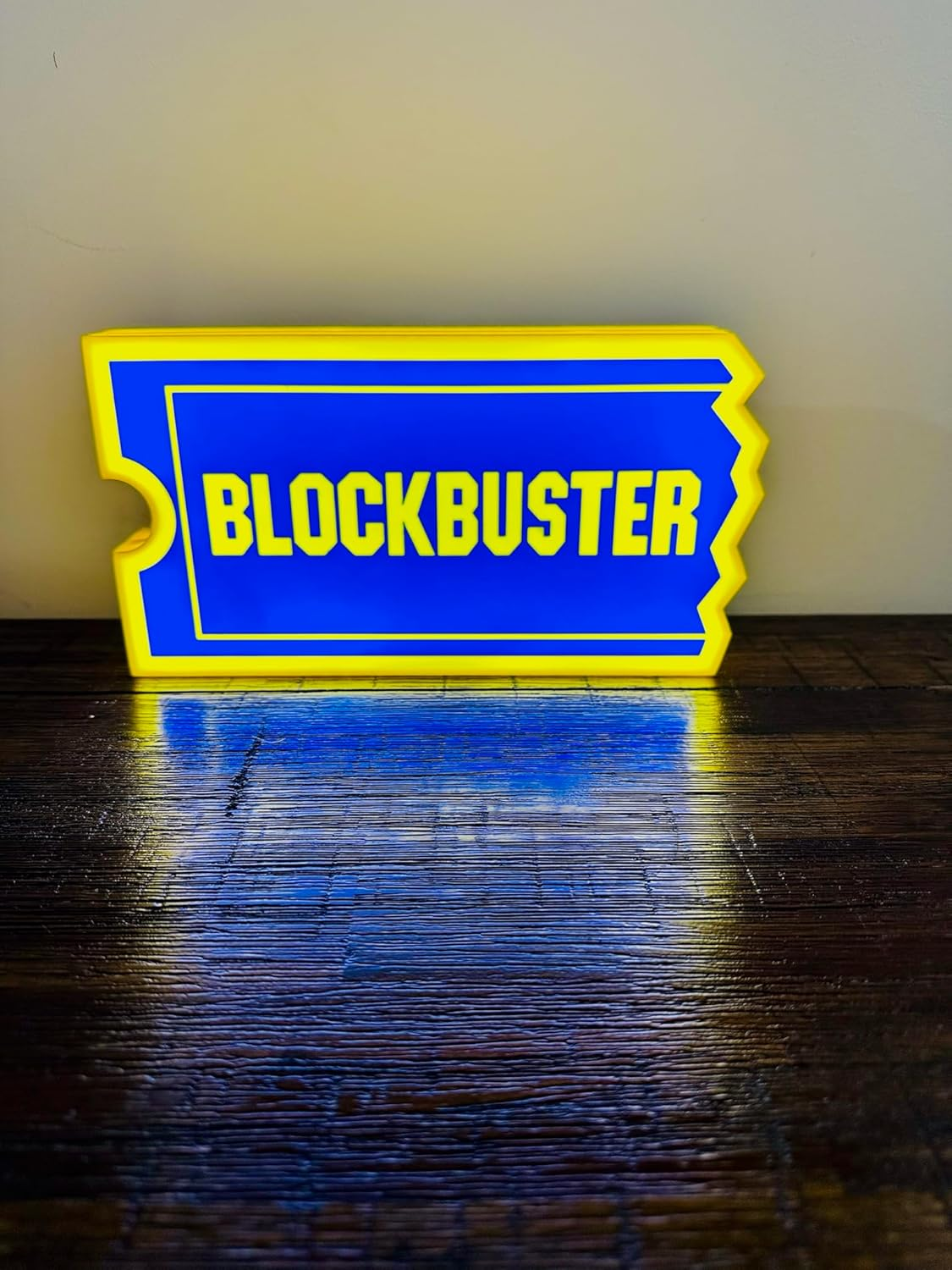 Blockbuster Illuminated LED Sign, Usb-Powered Night Light, Blue and Yellow Wall Art image number 2