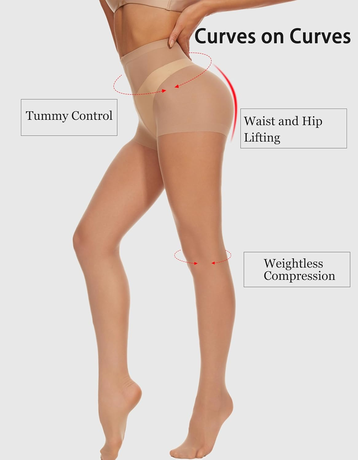 Cozywow 2 Pack Sheer Pantyhose for Women, Ultra Thin Control Top Tights, 20 Denier Hosiery Stockings with High Waist image number 5