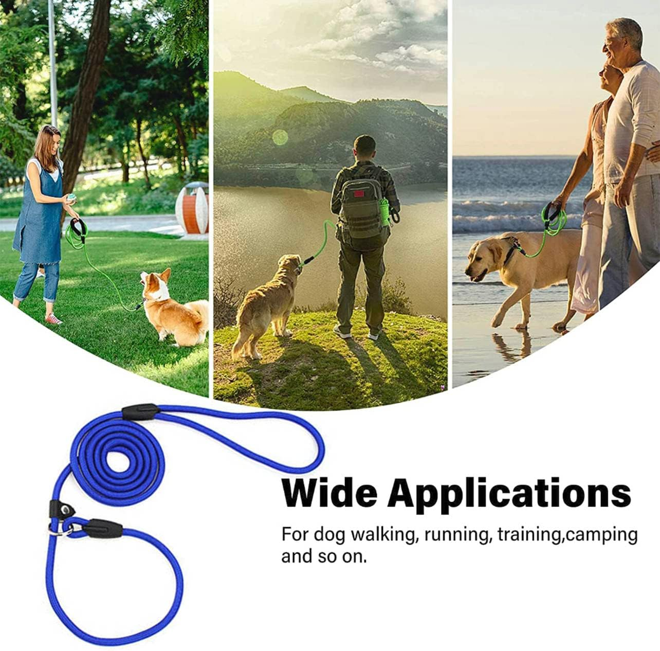 AIMALL Dog Training Correction Leash Lead Cesar Puppy Pets Millan Slip Nylon Rope - Durable Slip Rope Lead for Puppy and Pet Behavior Correction image number 4