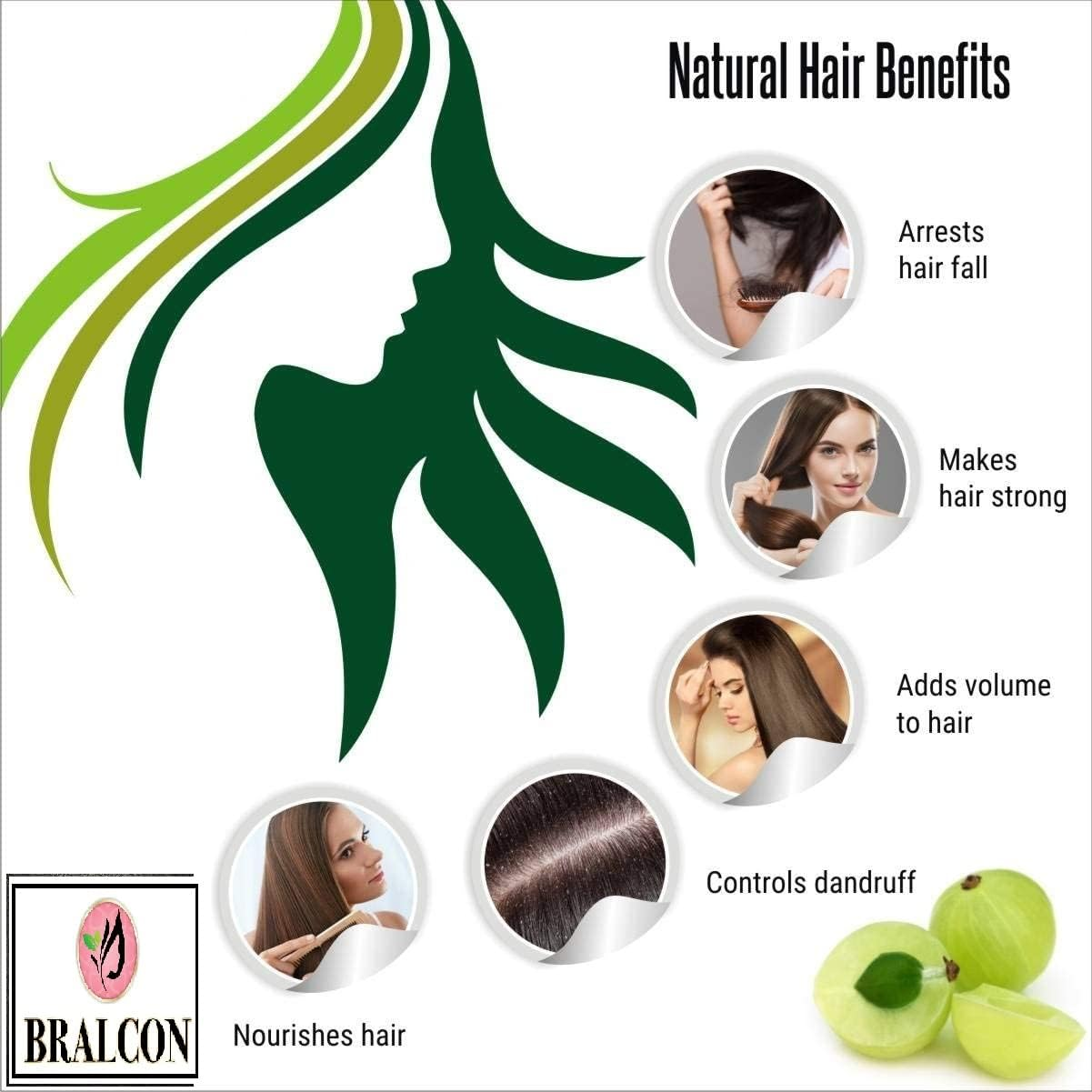 BRALCON Organic Amla, Brahmi Leaf, Hibiscus Flower Powder-300G(100G X 3 Pack) |Brahmi Leaves Powder, Amla Powder, Hibiscus Powder for Hair Cleanser & Hair Growth|Hair Care & Face Pack Powder image number 3