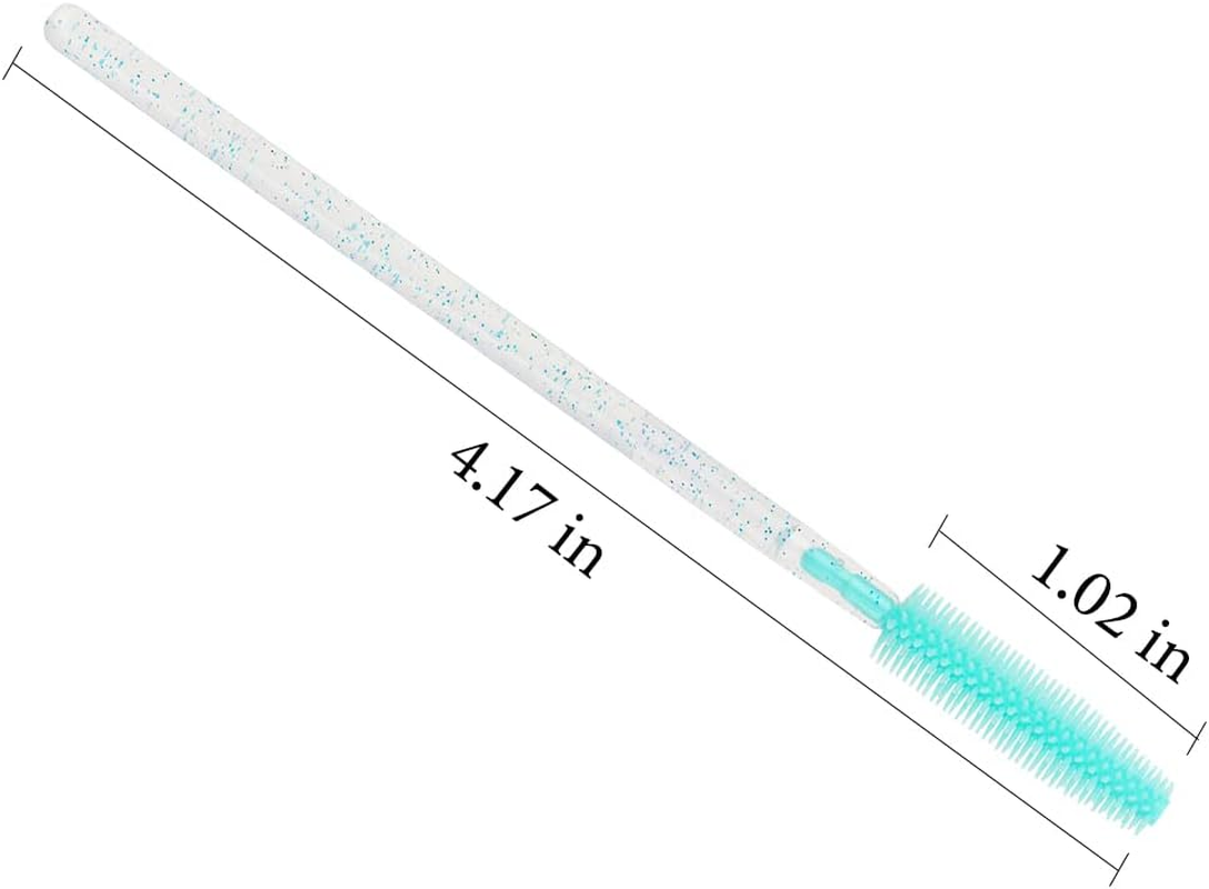 100 Pcs Silicone Mascara Wands Disposable Eyelash Brushes for Extensions Lash Applicators Makeup Tool Kit (Crystal Blue/Mint Green) - Green image number 3