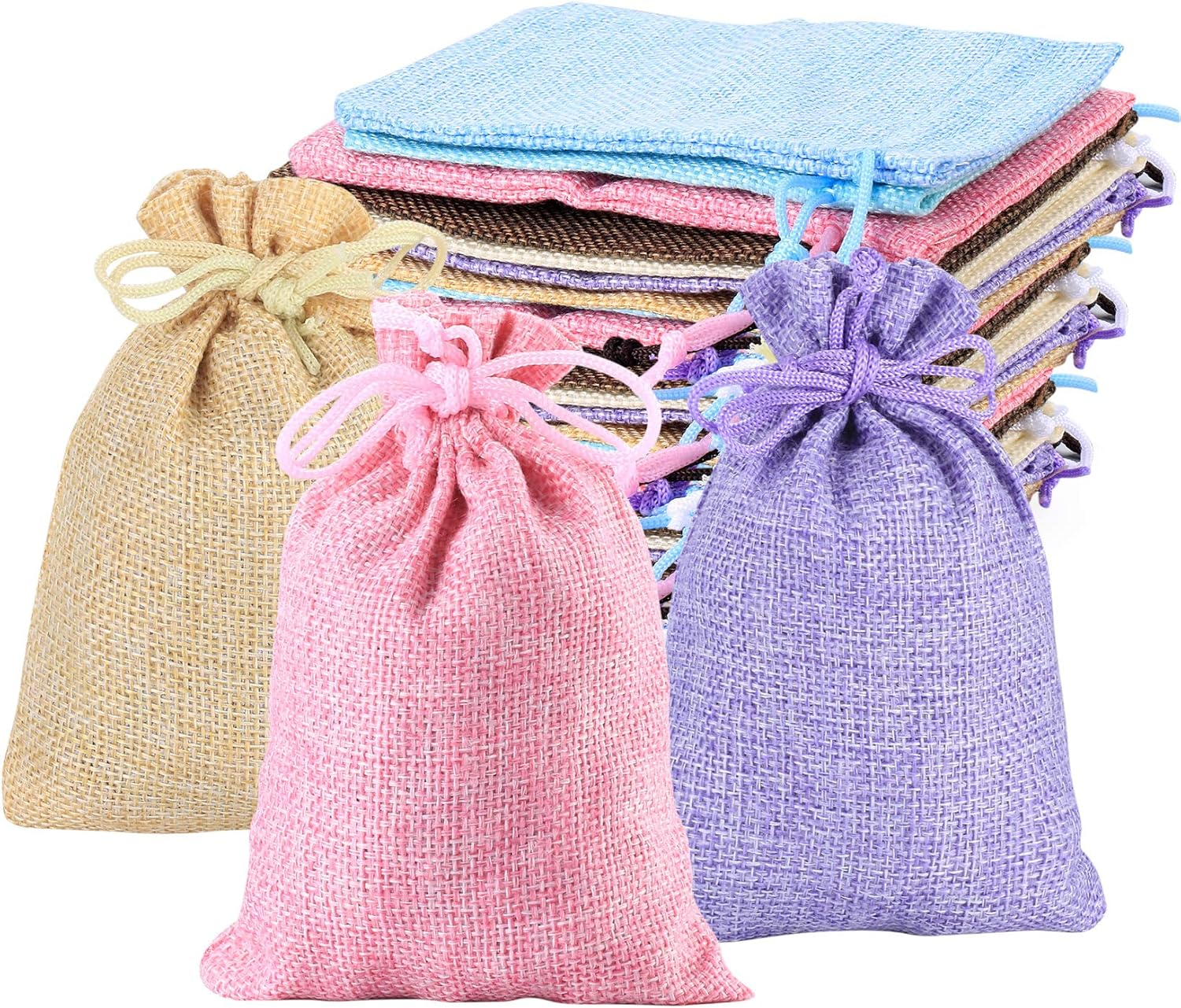 20PCS Jute Bag, Small Linen Cloth Bags, Colorful Lavender Sachet Gift Bag for Jewelry Wedding Banquet Christmas DIY Crafts (10X14Cm, Random Colors) image number 4