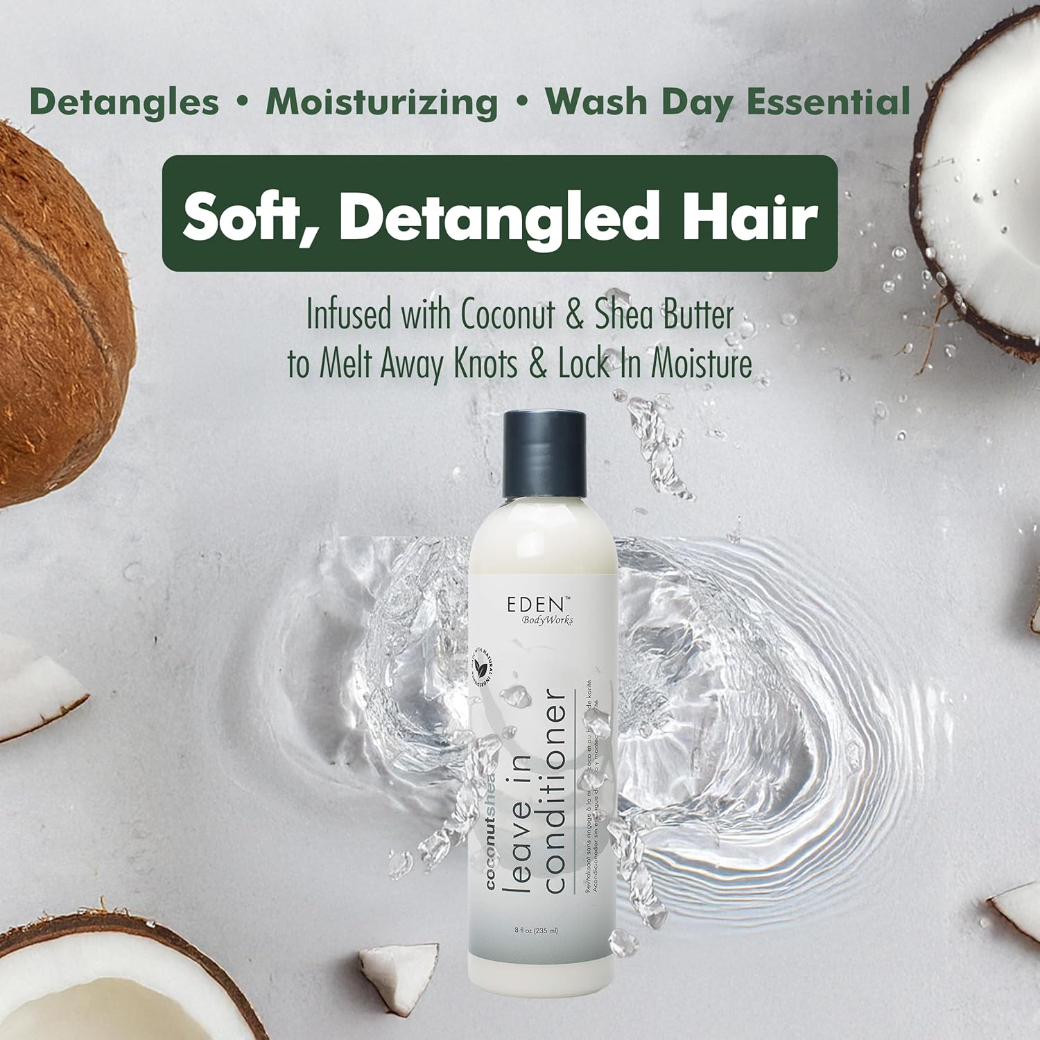 EDEN Bodyworks Coconut Shea Leave-In Conditioner | 8 Oz | Moisturize, Define Curls, Add Shine - Packaging May Vary image number 1