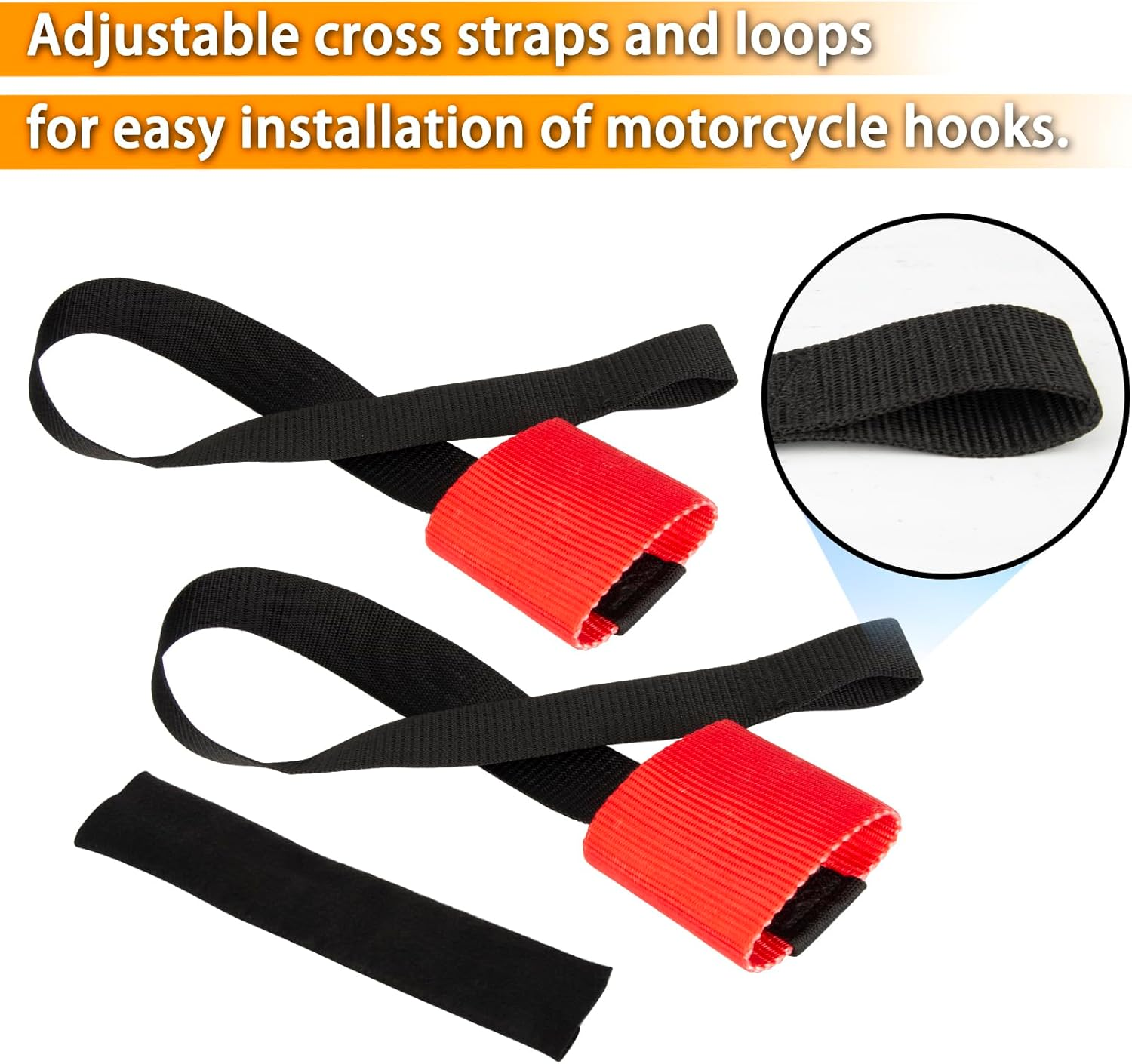 Universal Biker Bar Handlebar Strap - PSLER Bar-Harness II Universal Loop Handle Bar Motorcycle Tie down Straps Handle Belt for Motorcycle Handlebar Trailer, Dirt Bike, Dirt Bike, Red - Red image number 5
