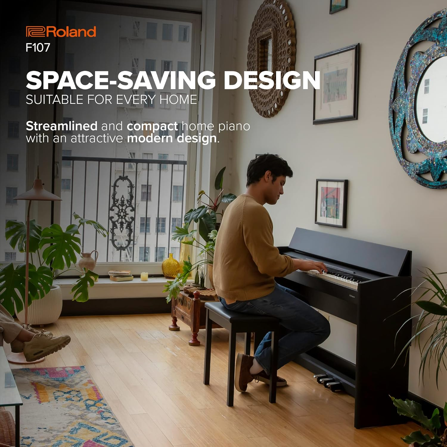 Roland F107 Digital Piano | Streamlined and Affordable Home Piano with Attractive Modern Design | Perfect for Beginners | Class-Leading Sound and Playability | Onboard Bluetooth&reg; & More image number 1